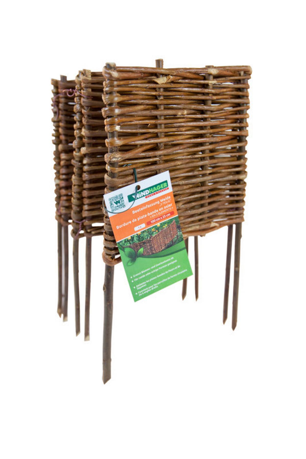 Beeteinfassung Weide 5--Teilig. - Naturfarben, Basics, Holz (20/35/100cm)