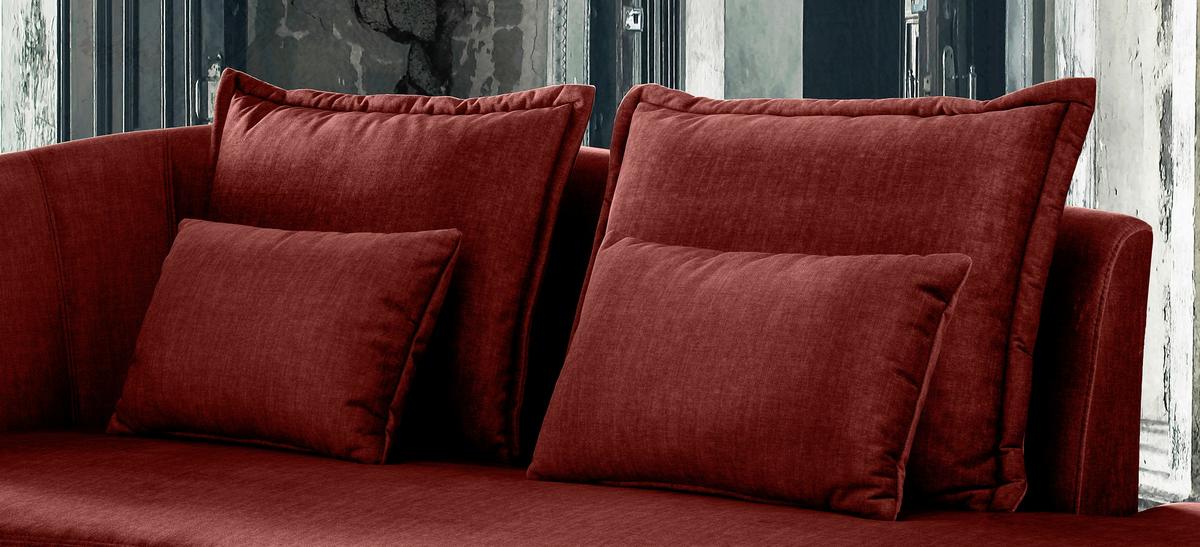 Ottomane Pistaccio Koralle Velours, Rücken Echt B: 211 cm - Koralle/Schwarz, MODERN, Textil (211/85/101cm) - Livetastic