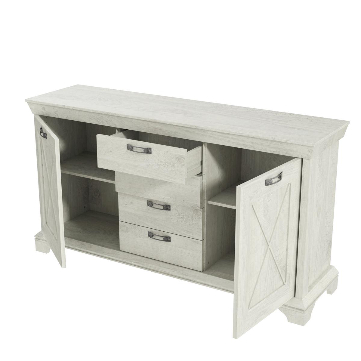 Sideboard B: 178,3 cm Kashmir, Pinienfarben/Weiß - Weiß/Pinienfarben, ROMANTIK / LANDHAUS, Holzwerkstoff/Kunststoff (178,3/95,9/48,2cm) - MID.YOU