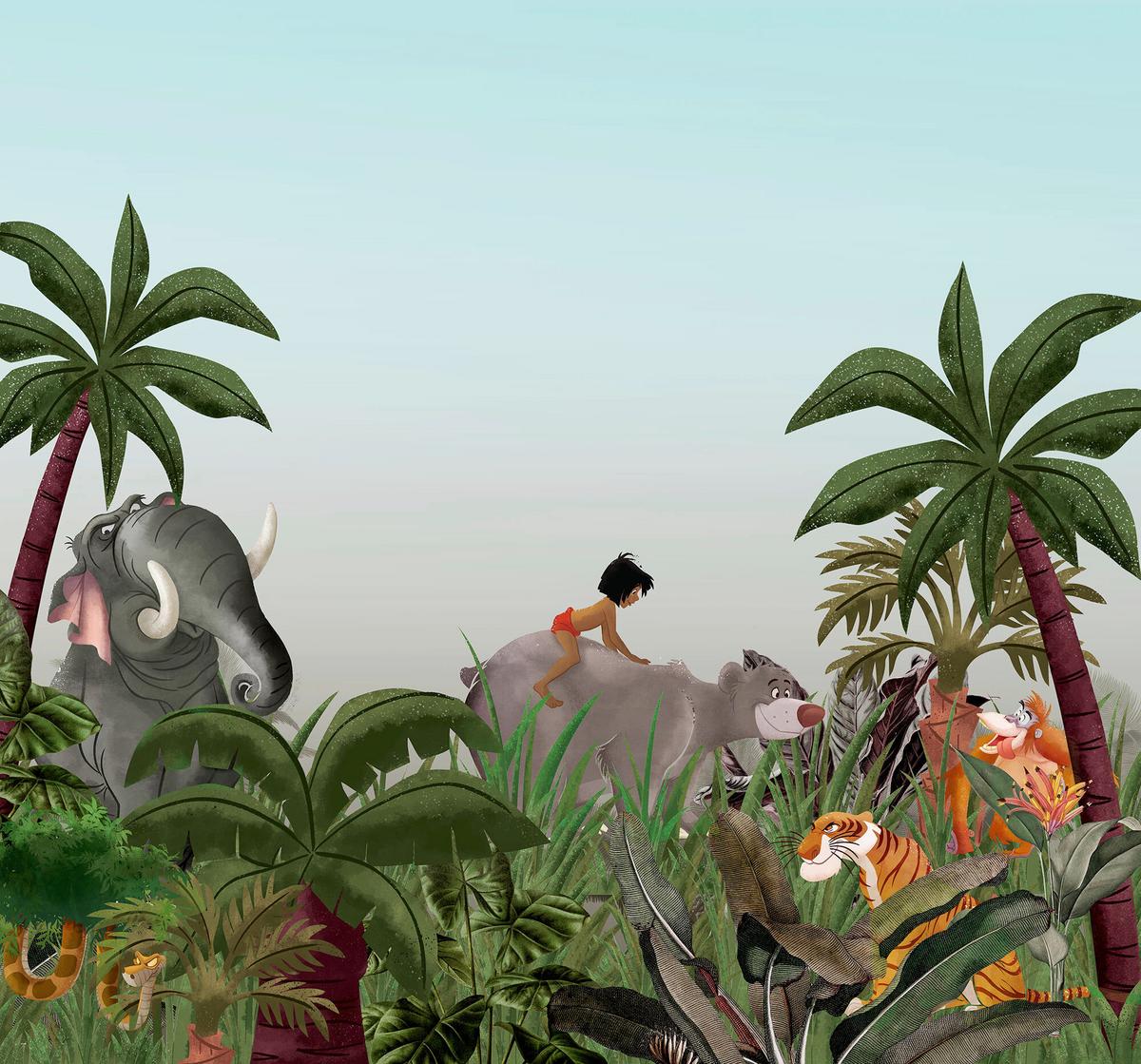 Fototapete Jungle Book - Blau/Grün, Trend, Textil (300/280cm)