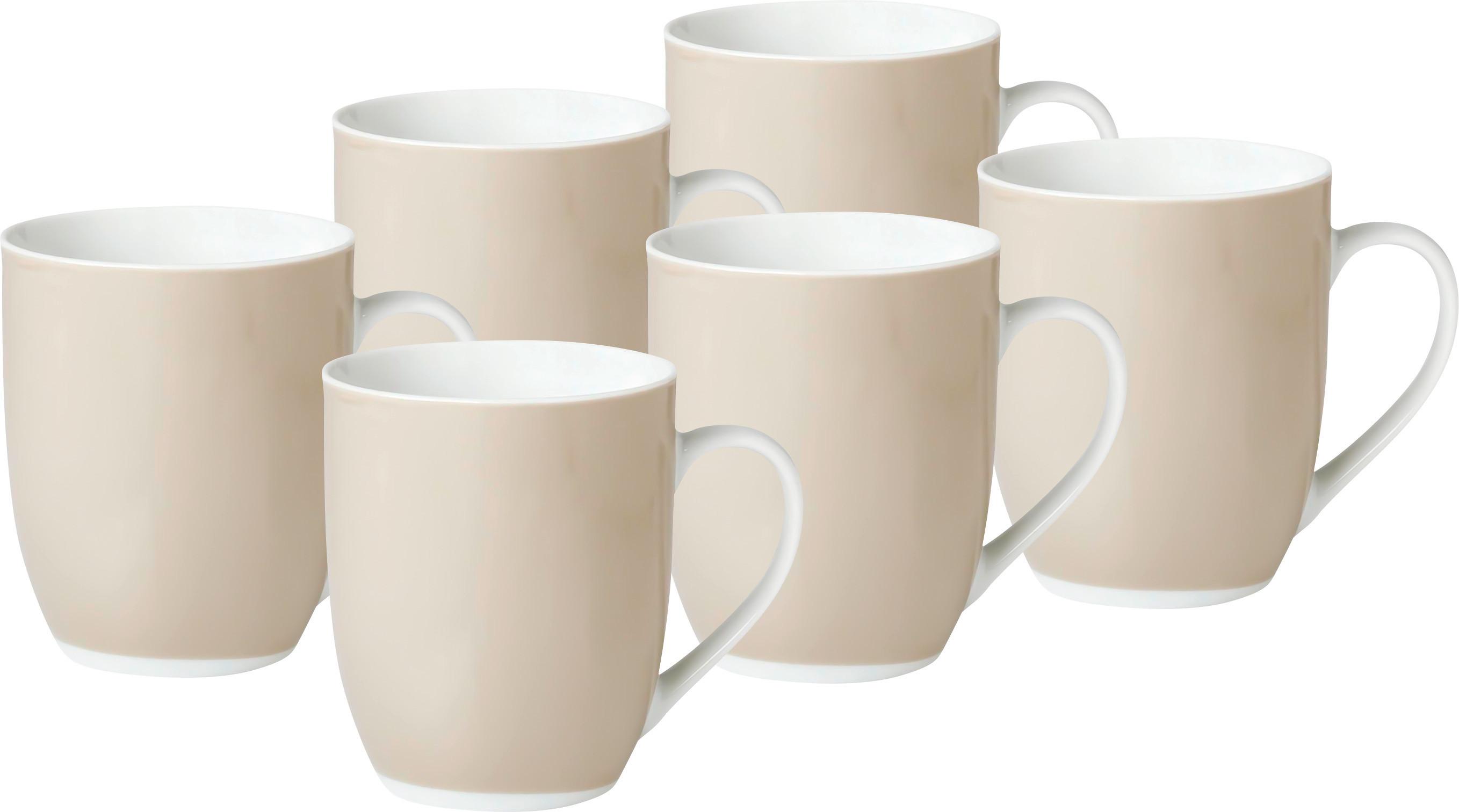 Kaffeebecherset Weiß Taupe 6-Teilig B: 11 Cm - Taupe/Weiß, Basics, Keramik (11/10/8cm) - Van Well