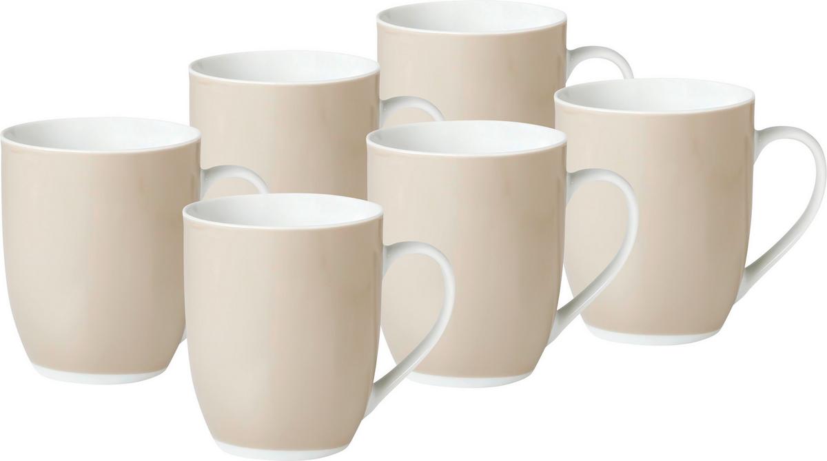 Kaffeebecherset Weiß Taupe 6-Teilig B: 11 Cm - Taupe/Weiß, Basics, Keramik (11/10/8cm) - Van Well
