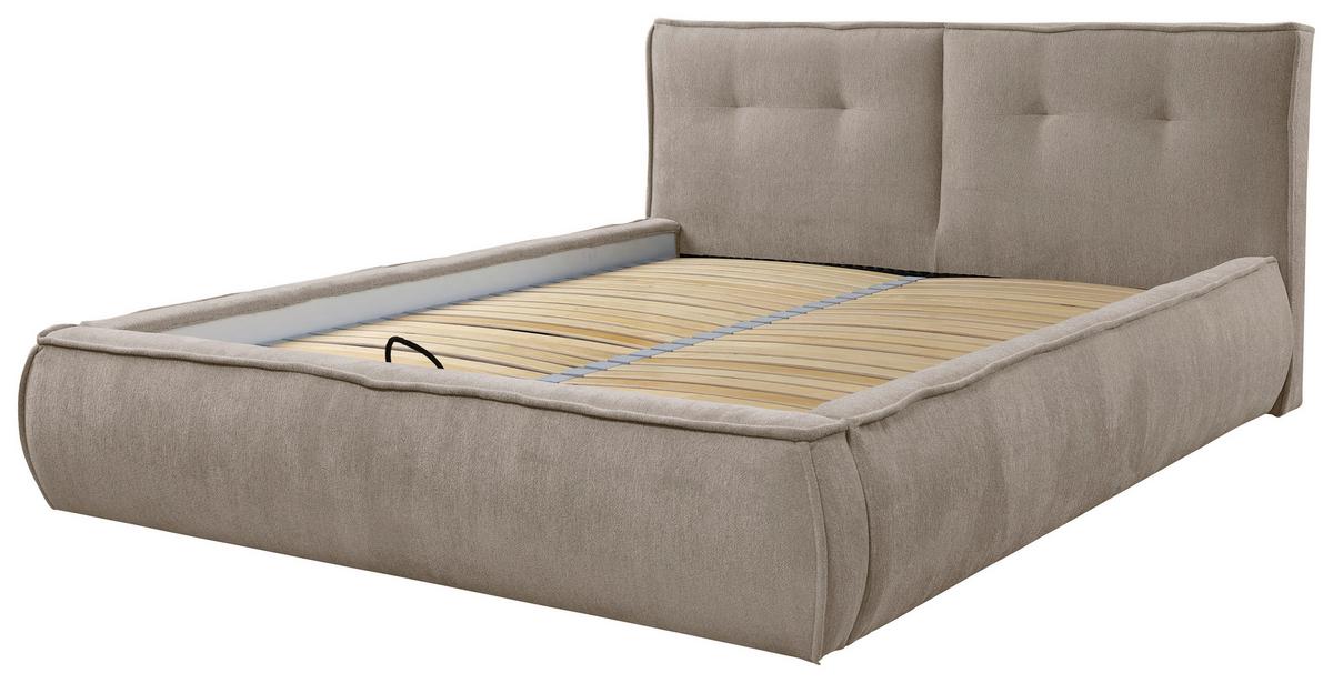 Polsterbett Mit Lattenrost 160x200 Cm Lacjo Hellbraun - Hellbraun/Beige, LIFESTYLE, Holz/Holzwerkstoff (160/200cm) - Livetastic
