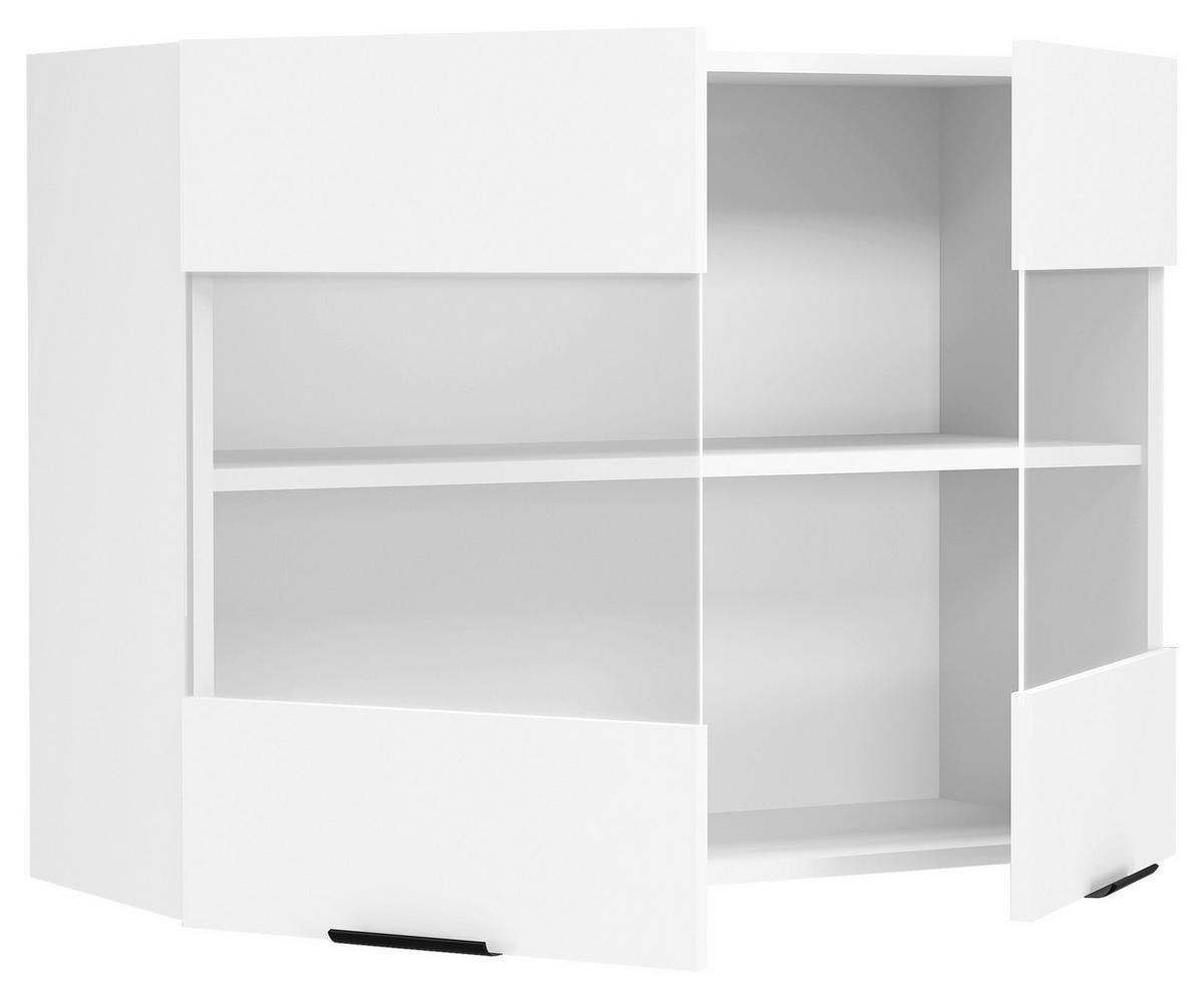 Küchenoberschrank Fasola Weiß B: 80 cm - Weiß, Trend, Glas/Holzwerkstoff (80/60/31cm) - MID.YOU