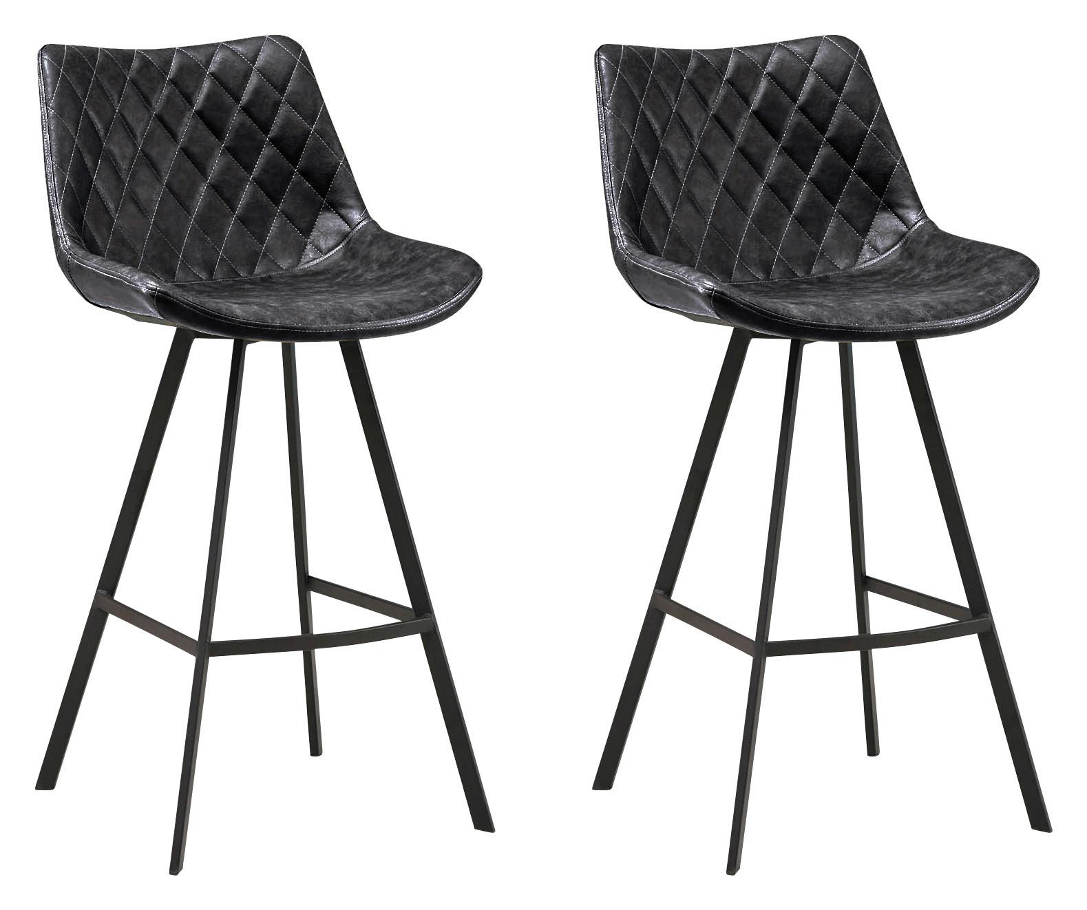 Barhocker-set Bowie Schwarz B: 50 Cm - Schwarz, KONVENTIONELL, Textil/Metall (50/102/55cm) - MID.YOU