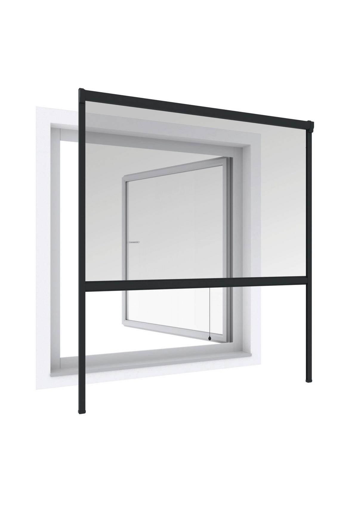 Fliegengitter Rollo 100x160 Cm Anthrazit Ohne Bohren - Anthrazit, Basics (100/160cm)