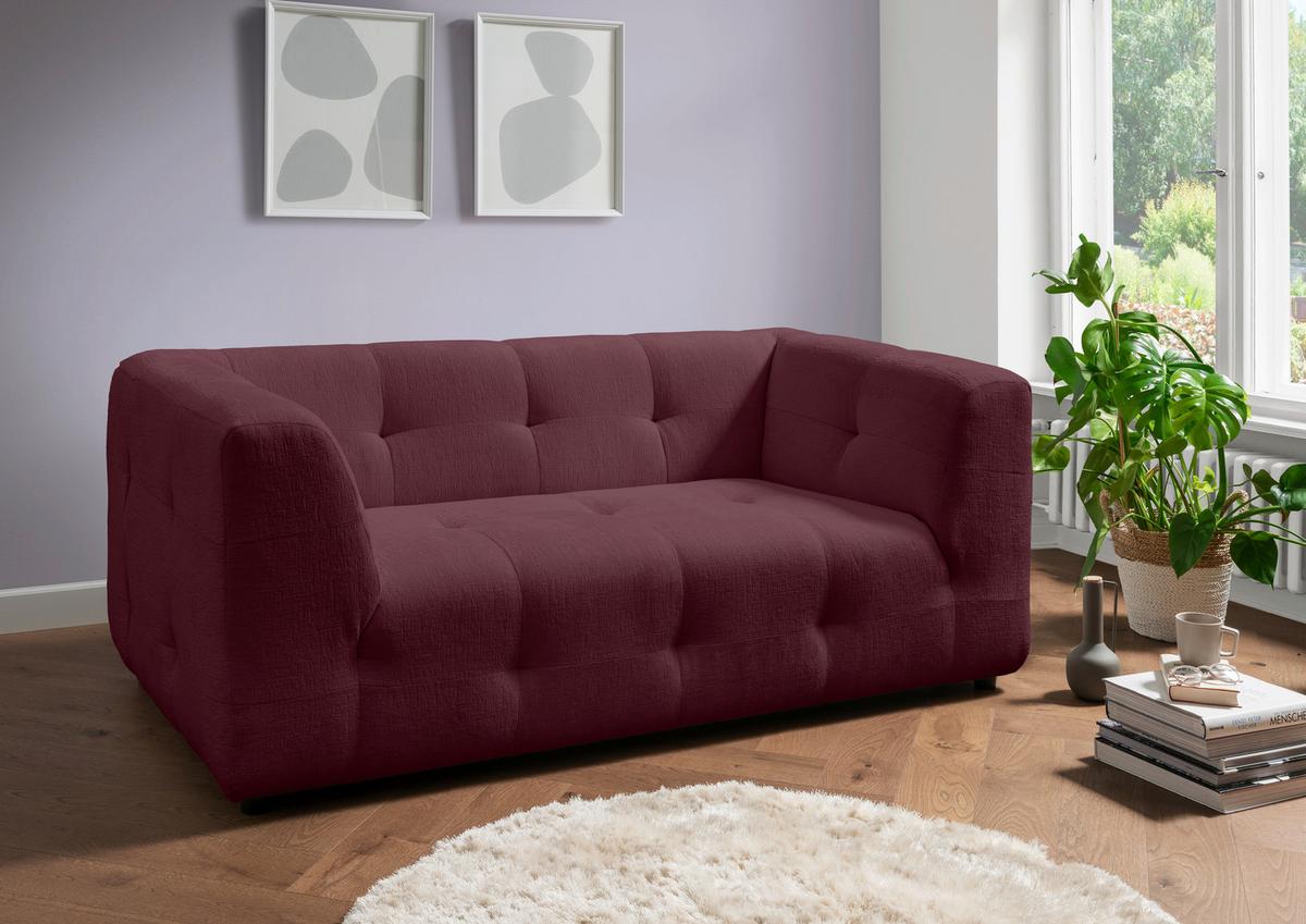2-Sitzer-Sofa Velice, Bordeaux B: 184 cm - Bordeaux/Schwarz, Design, Textil (184/72/95cm) - Livetastic