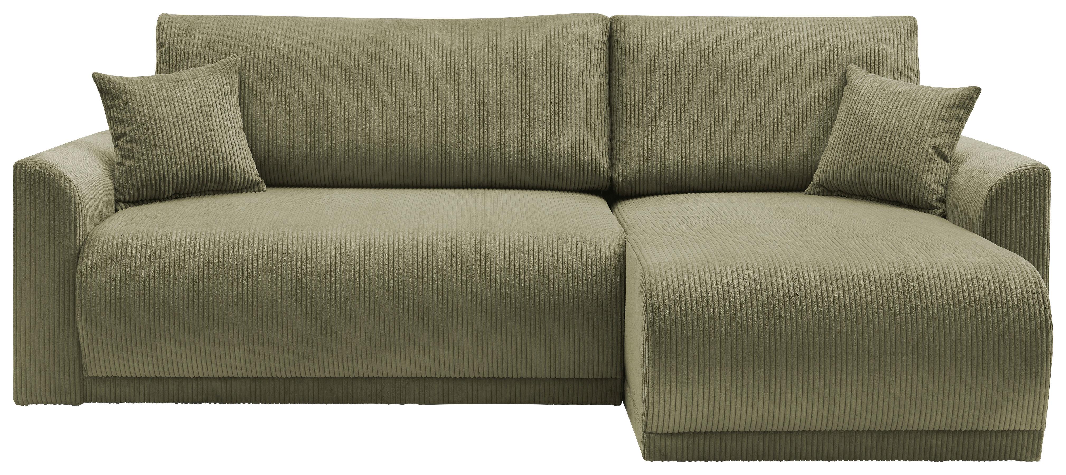 Rohová sedačka KIM L146, oboustr., olivovozel.manšestr - olivově zelená, Moderní, dřevo (233/146cm)