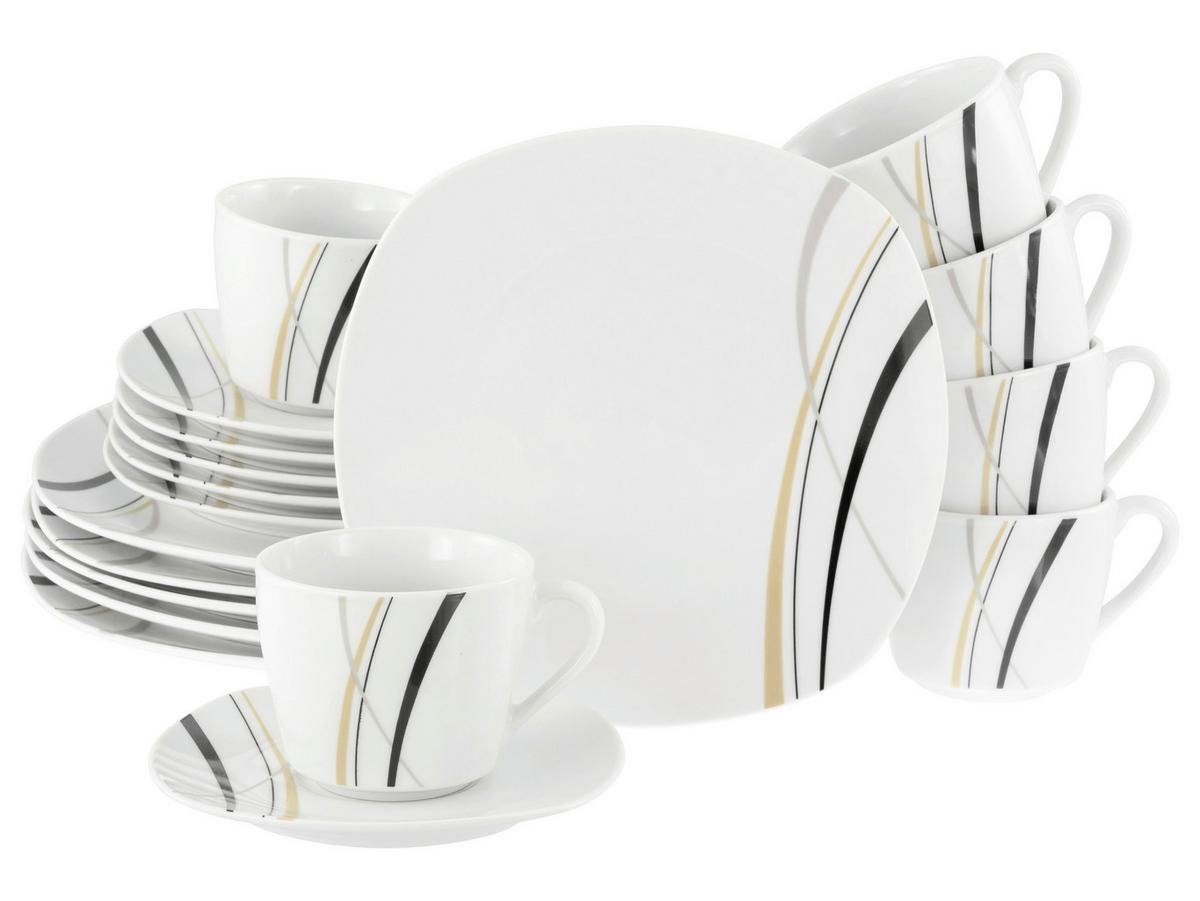 Kaffeeservice Square City Line 18--Teilig., Weiß - Weiß, Trend, Keramik - Creatable