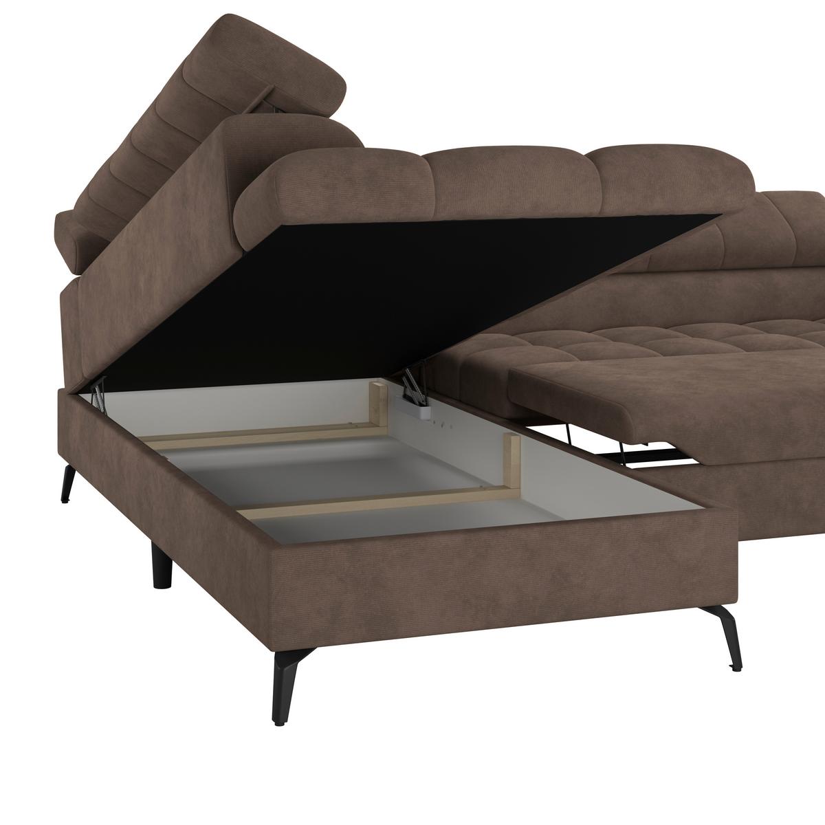 Ecksofa Volf Links New Braun, S: 203x261 Cm - Schwarz/Braun, Trend, Kunststoff/Textil (203/261cm)