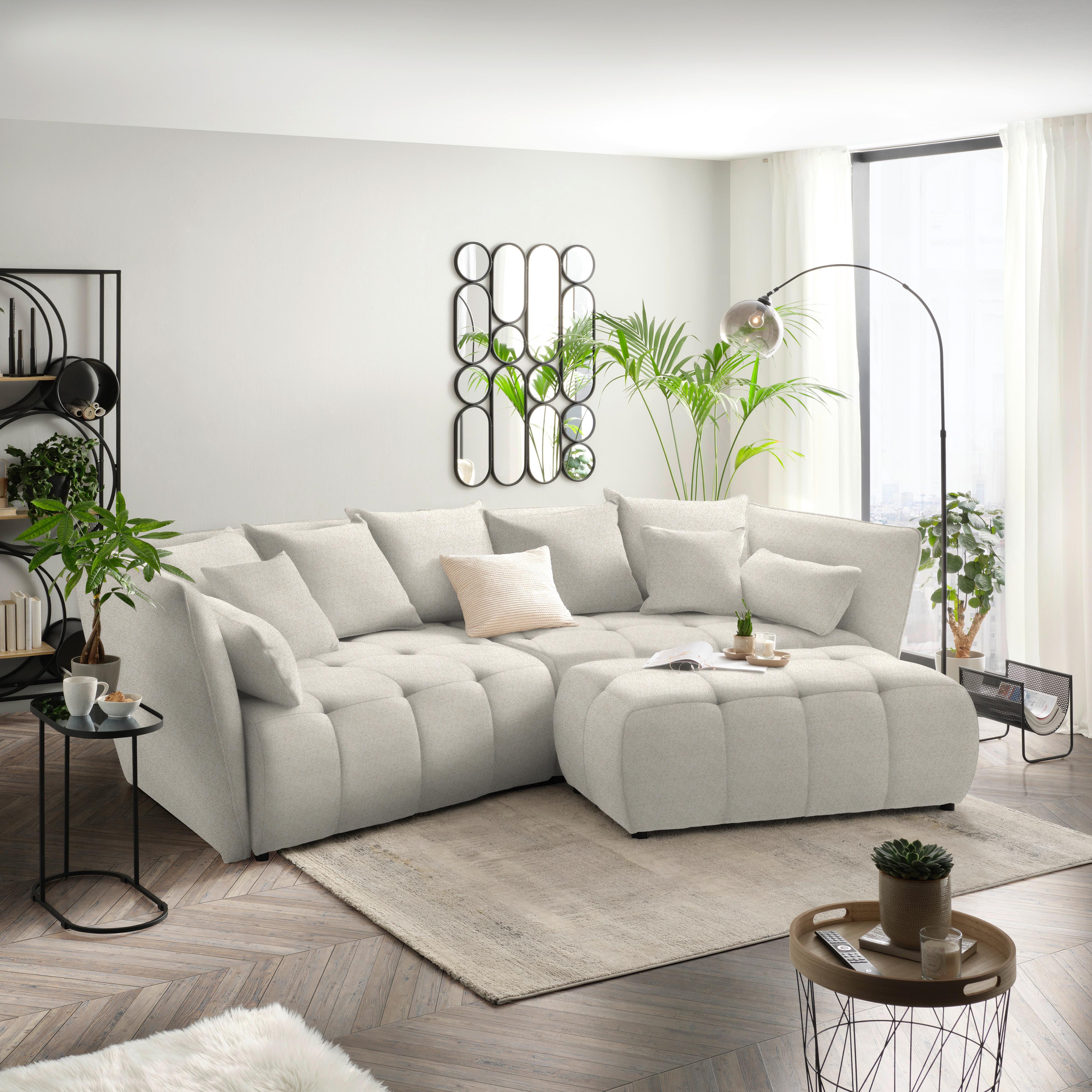 Boxspringová pohovka SOFI, béžová - čierna/béžová, Modern, textil (294/93/152cm) - Premium Living