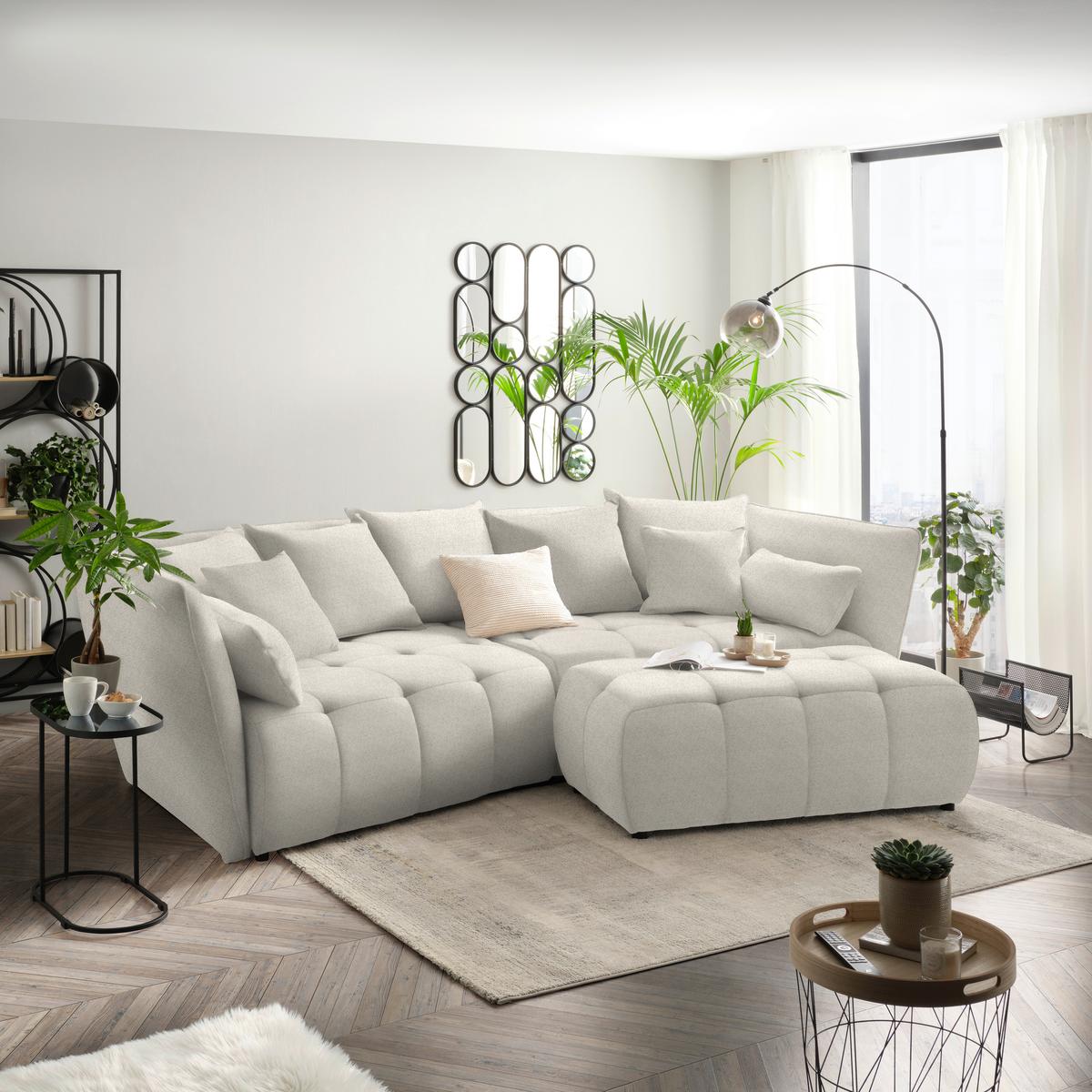 Boxspringová pohovka SOFI, béžová - černá/béžová, Moderní, textil (294/93/152cm) - Premium Living