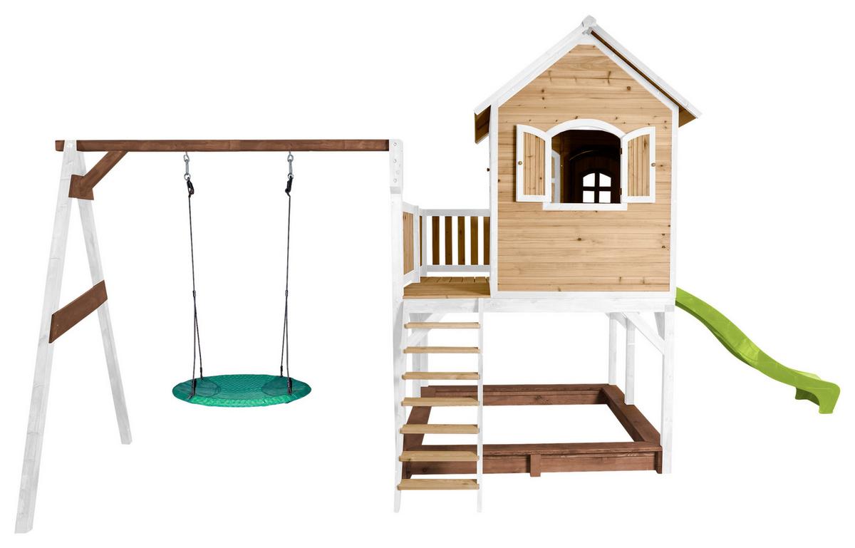 Spielturm A030.154.11 - Braun/Weiß, KONVENTIONELL, Holz (613/291/277cm) - Ambia Garden