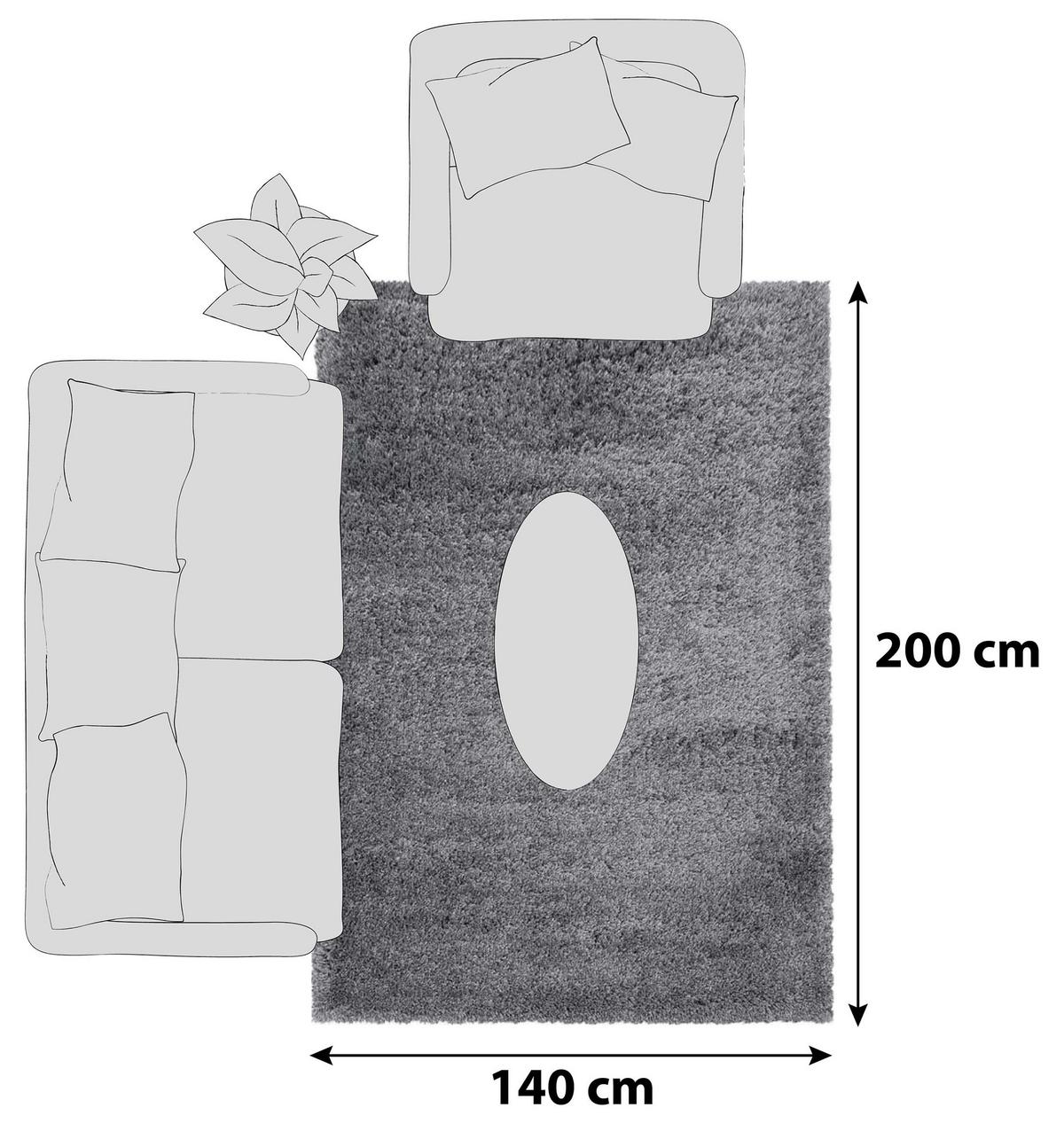Hochflor Teppich Hellgrau Fluffy 140x200 Cm - Hellgrau, Basics, Textil (140/200cm)