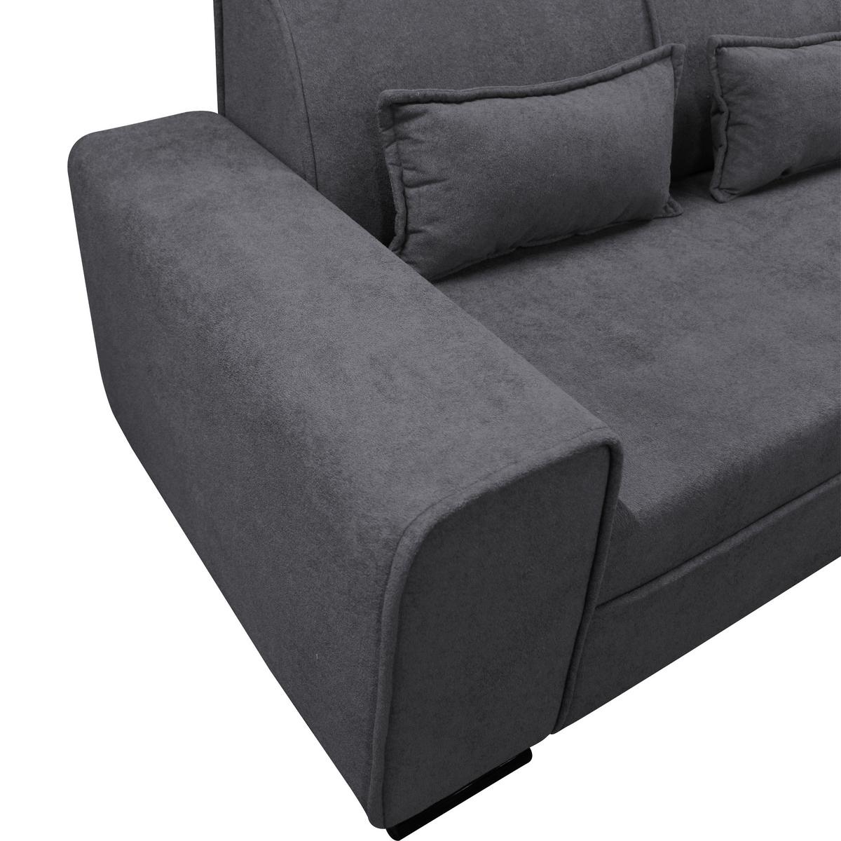 Ecksofa Classic Dunkelgrau 270x175 Cm - Dunkelgrau/Schwarz, Design, Textil (270/175cm) - MID.YOU