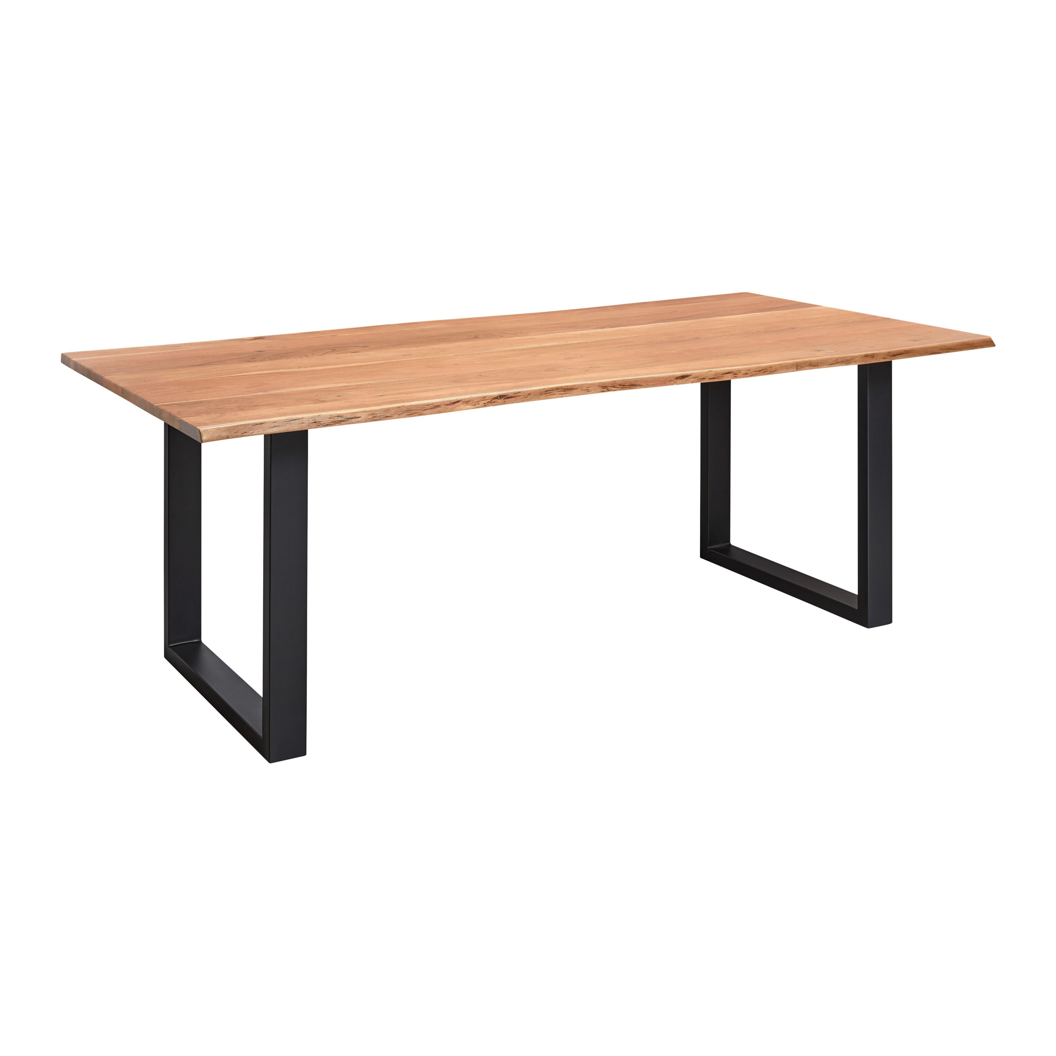 Jedálenský stôl z akácie MALMO 200x100cm - čierna/farba akácie, Modern, kov/drevo (200/100/76cm) - Bessagi Home
