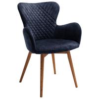 Armlehnstuhl Sarander - Blau/Eichefarben, Natur, Holz/Textil (62/87/65cm) - MID.YOU