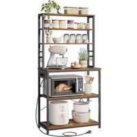 Regal Baker's Rack - Schwarz/Braun, MODERN, Holzwerkstoff/Metall (80/167/40cm) - MID.YOU