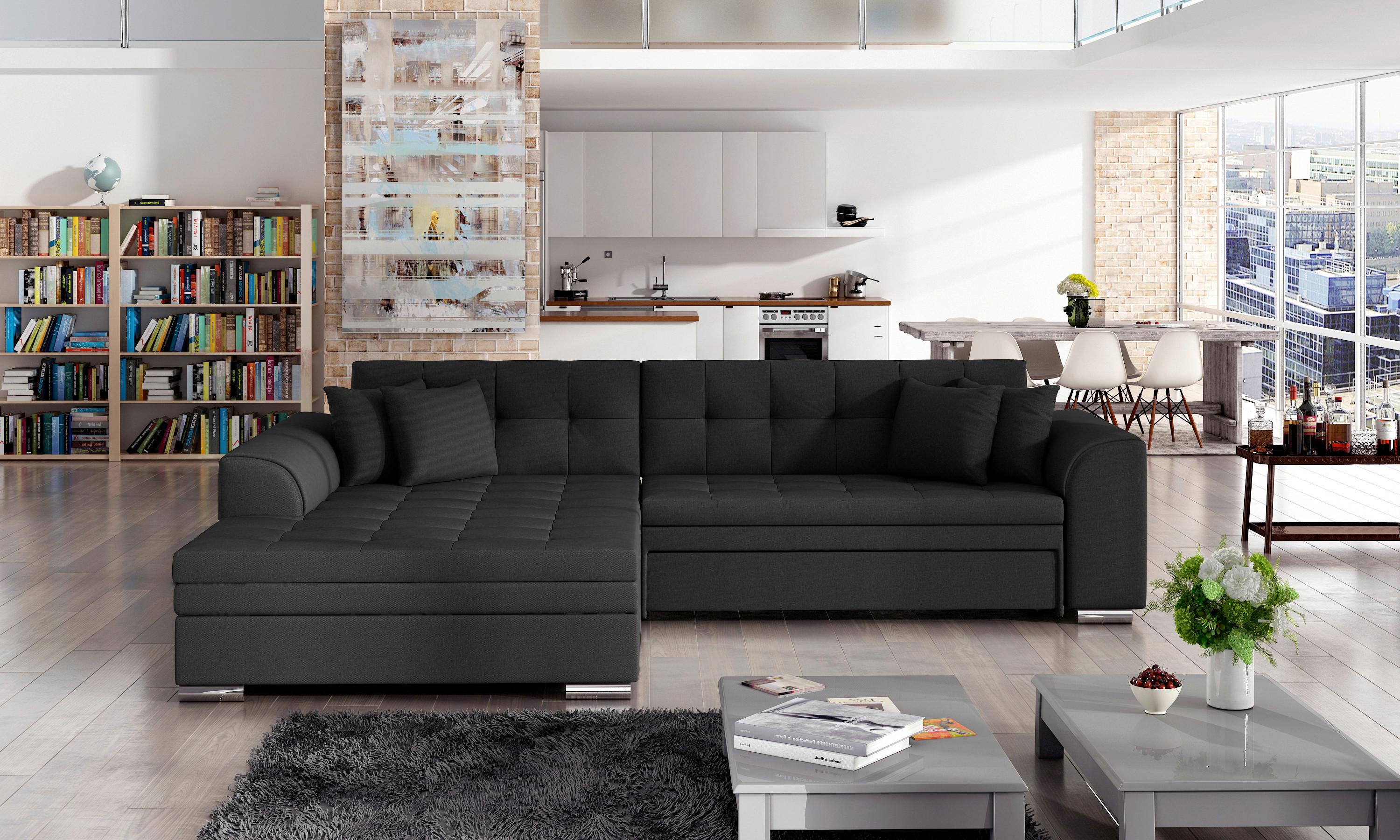Ecksofa Sorento Anthrazit S: 194x296cm - Chromfarben/Anthrazit, Design, Textil (194/296cm) - MID.YOU