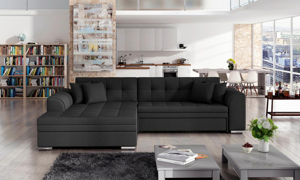 Ecksofa Sorento Anthrazit S: 194x296cm - Chromfarben/Anthrazit, Design, Textil (194/296cm) - MID.YOU