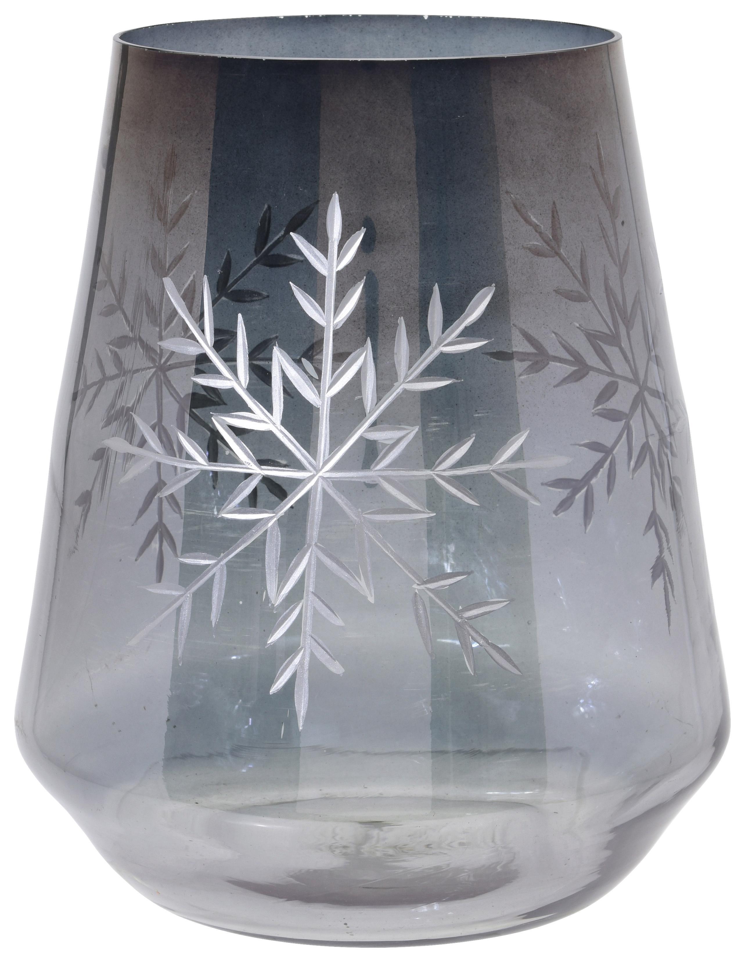 Lámpás Snowflake - Szürke, modern, Üveg (16/20cm)