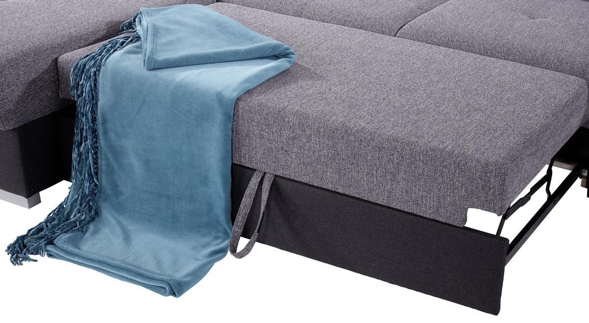Ecksofa Mit Schlaffunktion + Bettkasten Malaga, Webstoff - Silberfarben/Graphitfarben, KONVENTIONELL, Textil (203/286cm) - Ondega