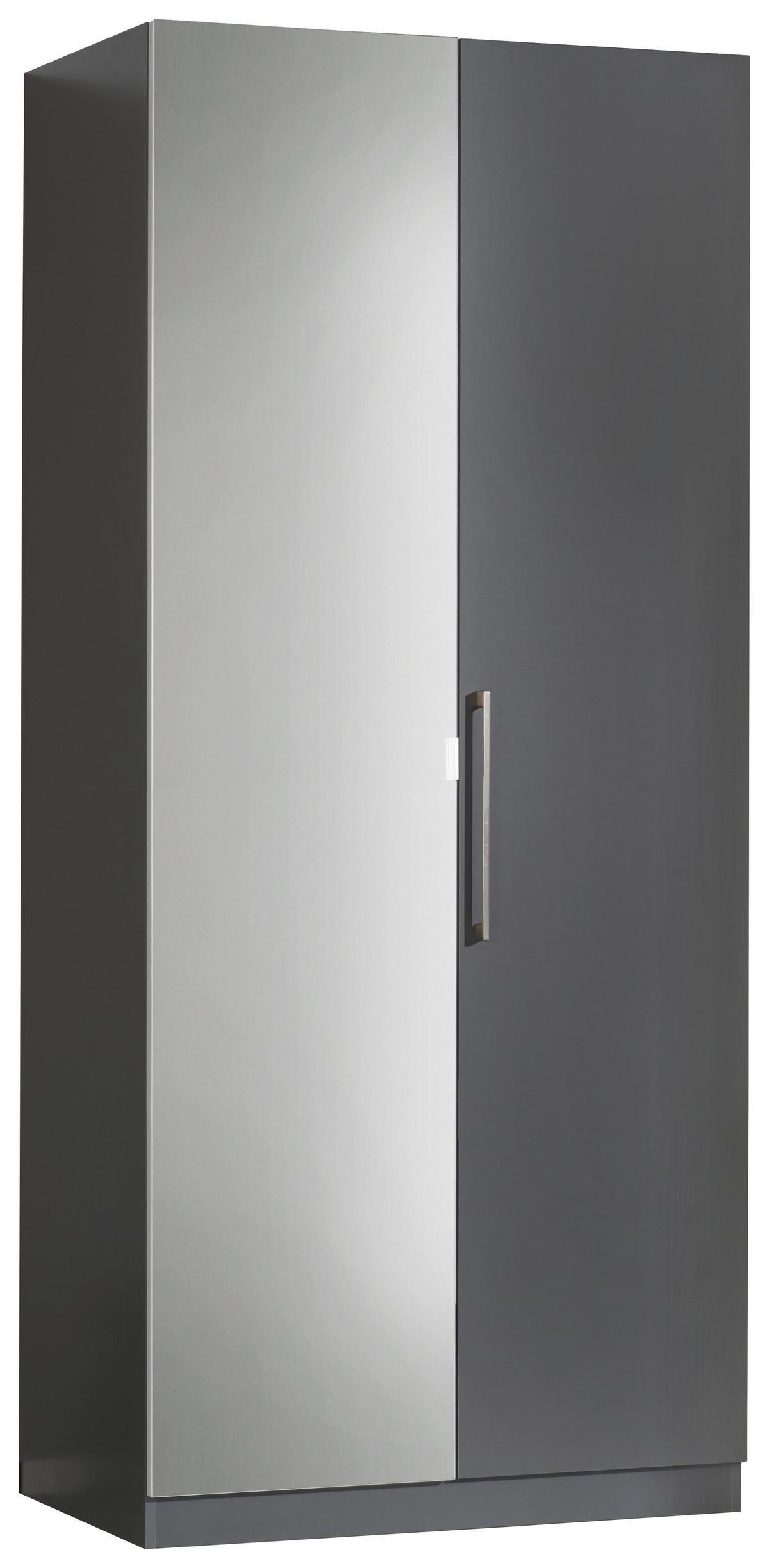 Drehtürenschrank Mit Spiegel 91,1cm Unit Anthrazit - Anthrazit, MODERN, Holzwerkstoff (91,1/210/58,3cm) - Ondega