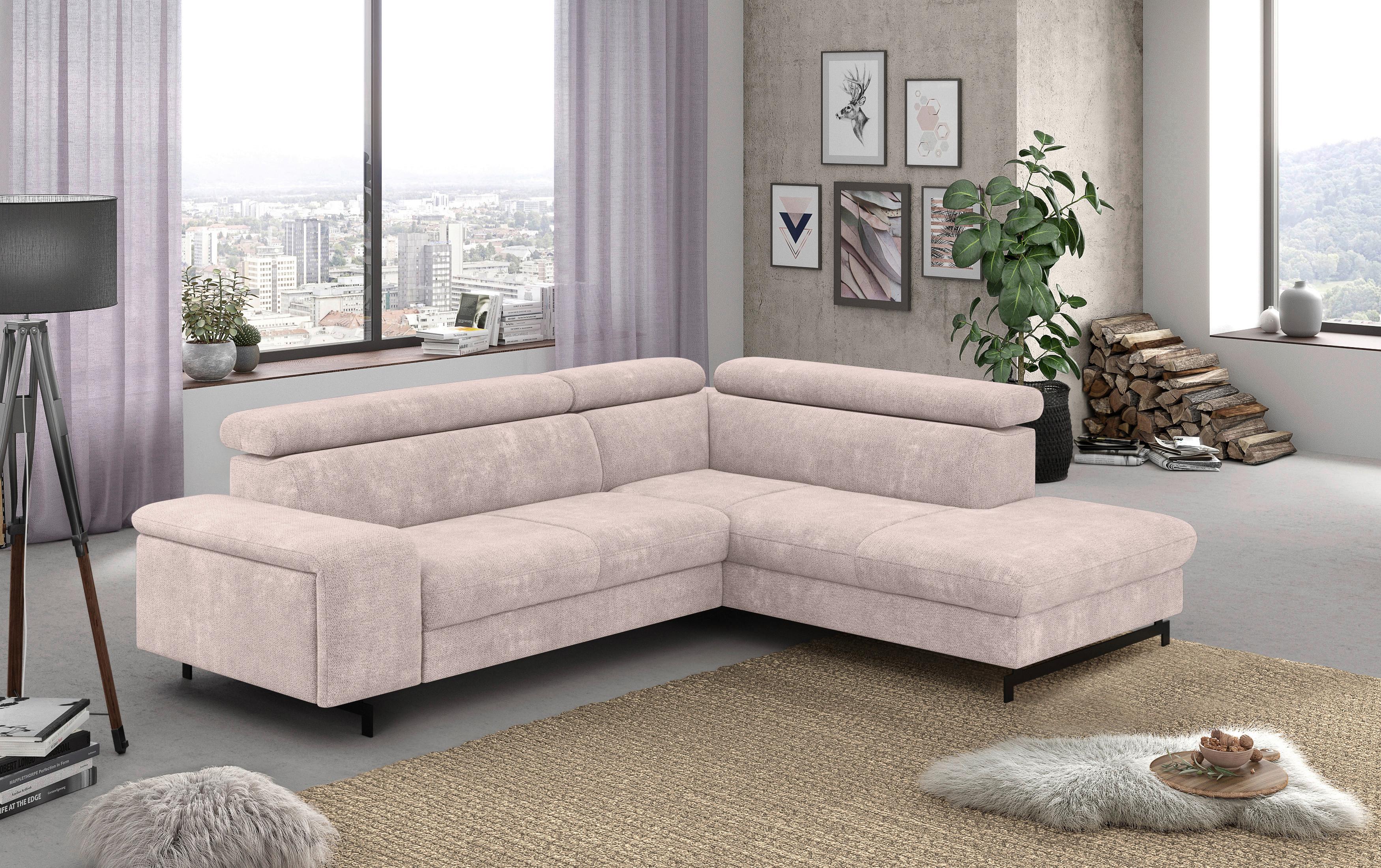 Ecksofa mit Bettkasten Emma Creme 262x215 cm - Creme/Schwarz, Textil (262/215cm) - MID.YOU