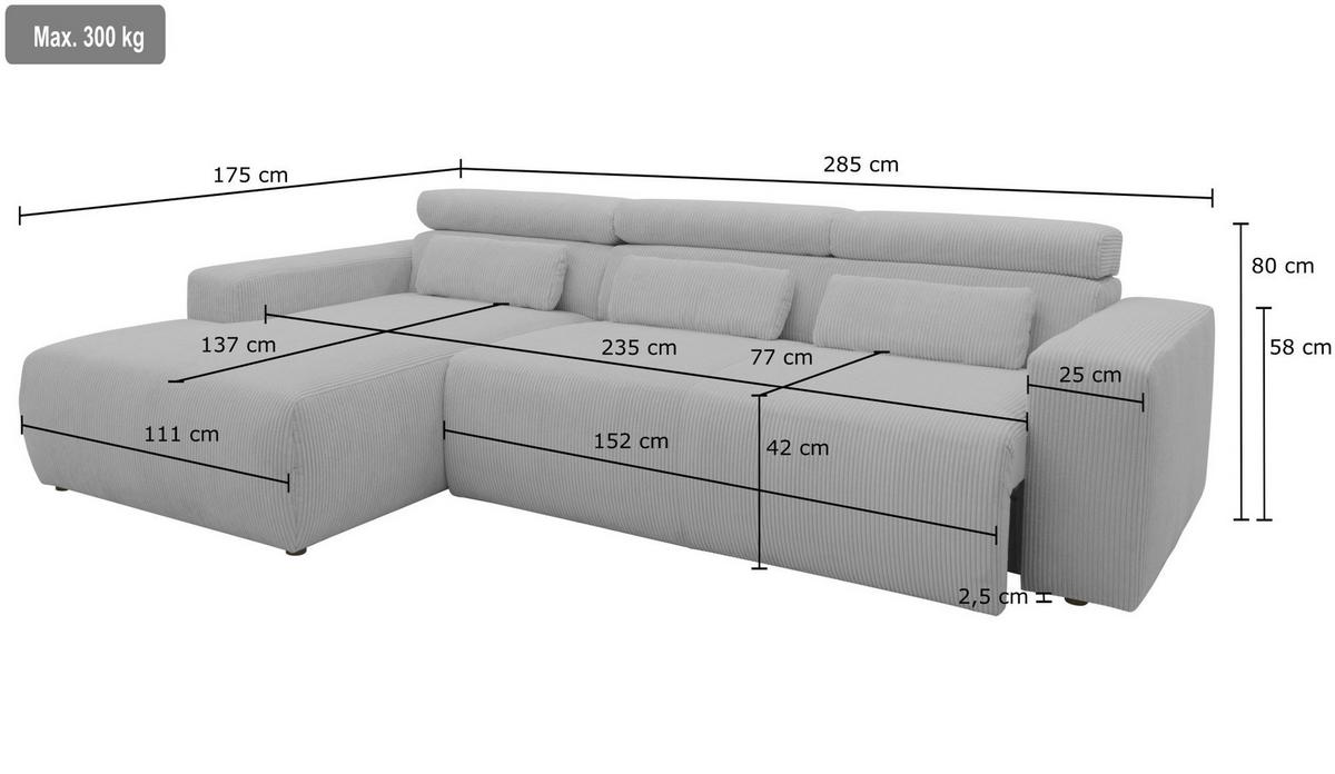 Ecksofa Mit Sitztiefen- Verstellung Brandon Mintgrün - Schwarz/Mintgrün, Design, Textil (175/285cm) - MID.YOU