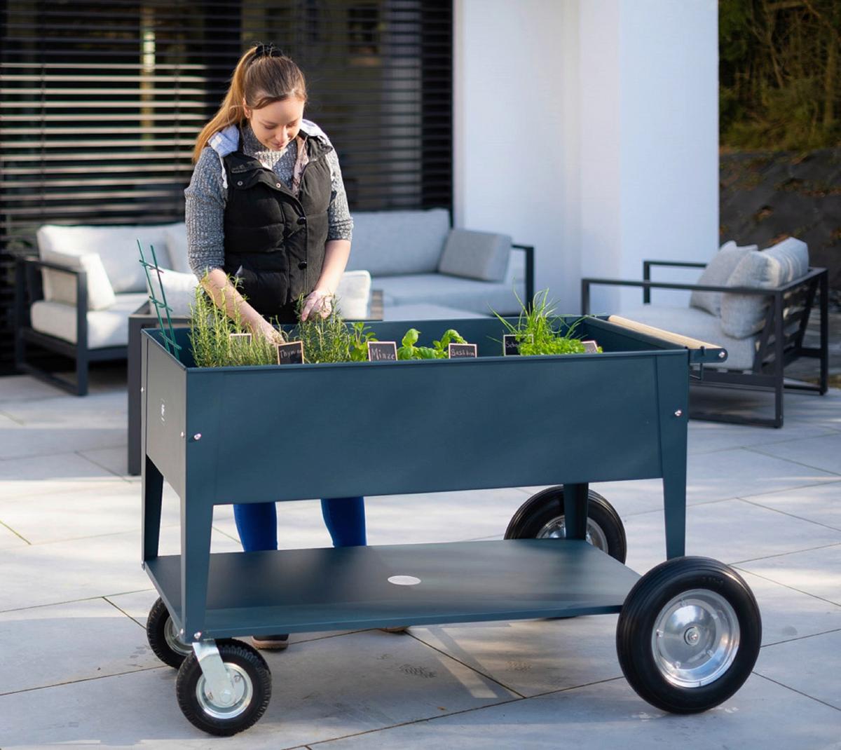 Hochbeet Stahl Swivel mit Ablagen 60/80/120 cm - Anthrazit, Basics, Metall (60/80/120cm)