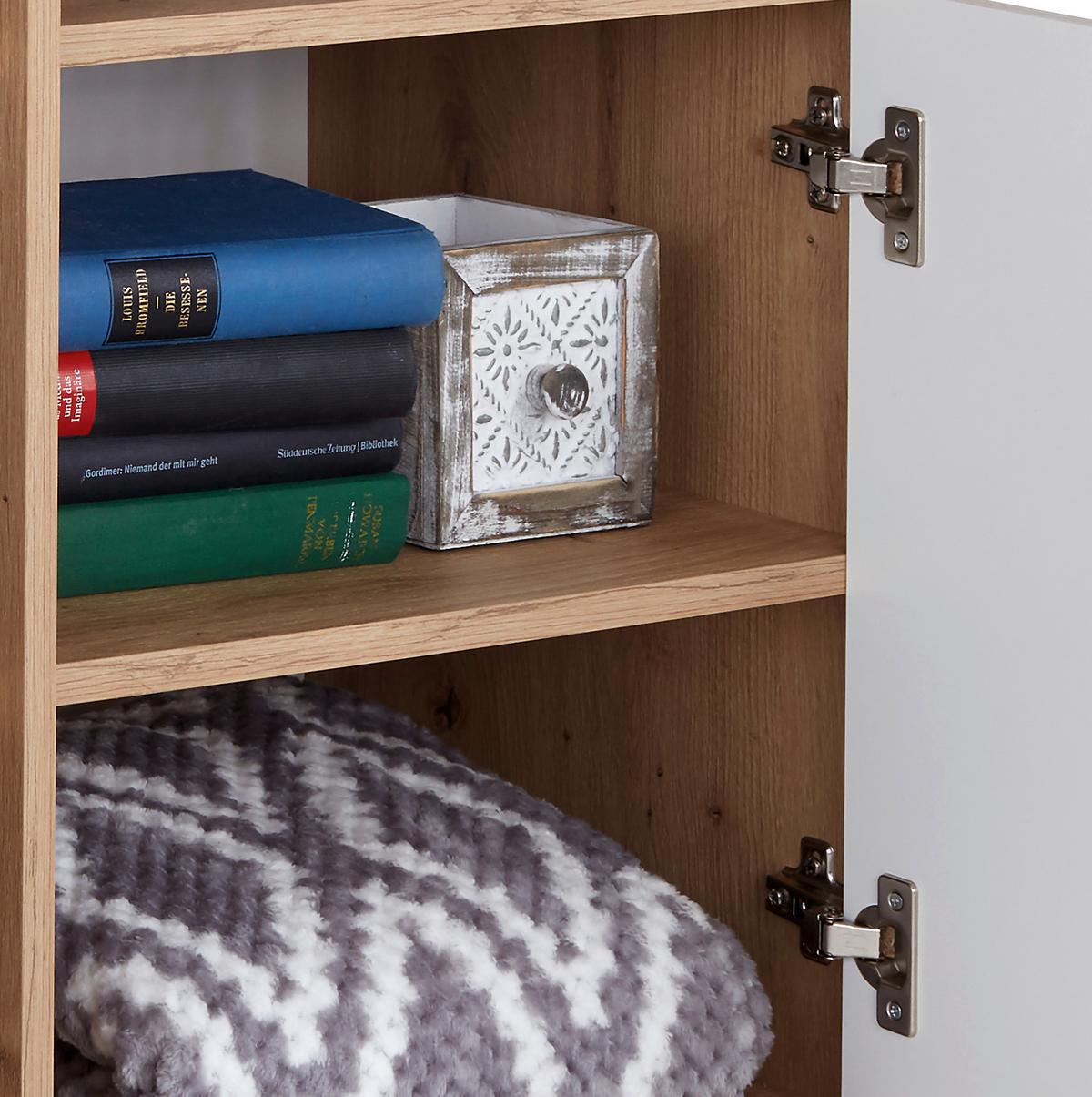 Komód Box 98/85 Cm - tölgyfa színű/fehér, Modern, faalapú anyag (99/85/40cm) - Ondega