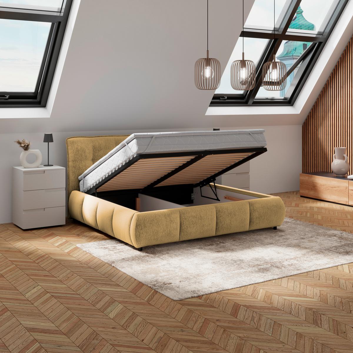 Polsterbett Limo Goldfarben 160x200 cm - Goldfarben/Schwarz, KONVENTIONELL, Holz/Holzwerkstoff (160/200cm) - James Wood