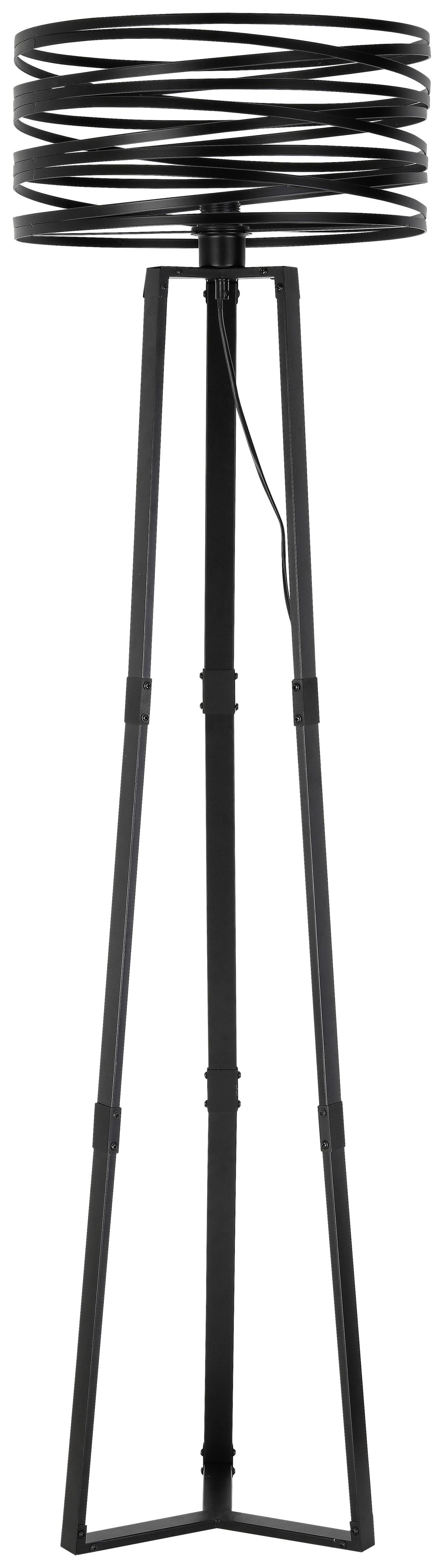 Stehlampe Lilien Schwarz mit Fußschalter Modern - Schwarz, ROMANTIK / LANDHAUS, Metall (40/160cm) - James Wood