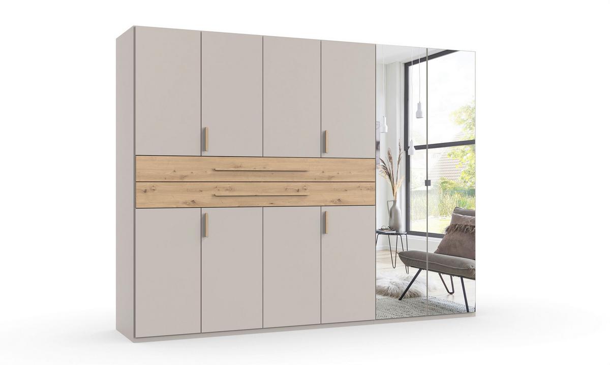 Šatníková skriňa LUMIO, šírka 270 cm - kašmírová/dub artisan, Konventionell, kompozitné drevo/sklo (270/208/65cm) - Modern Living