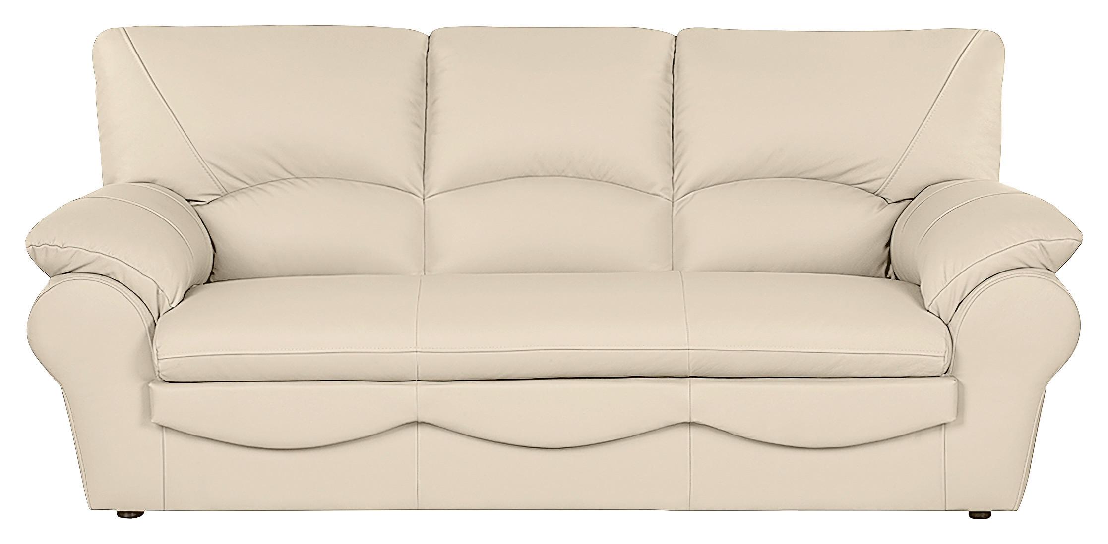 3-SITZER-SOFA Oslo Beige B: 205 cm - Beige/Schwarz, Design, Leder (205/92/85cm) - Livetastic