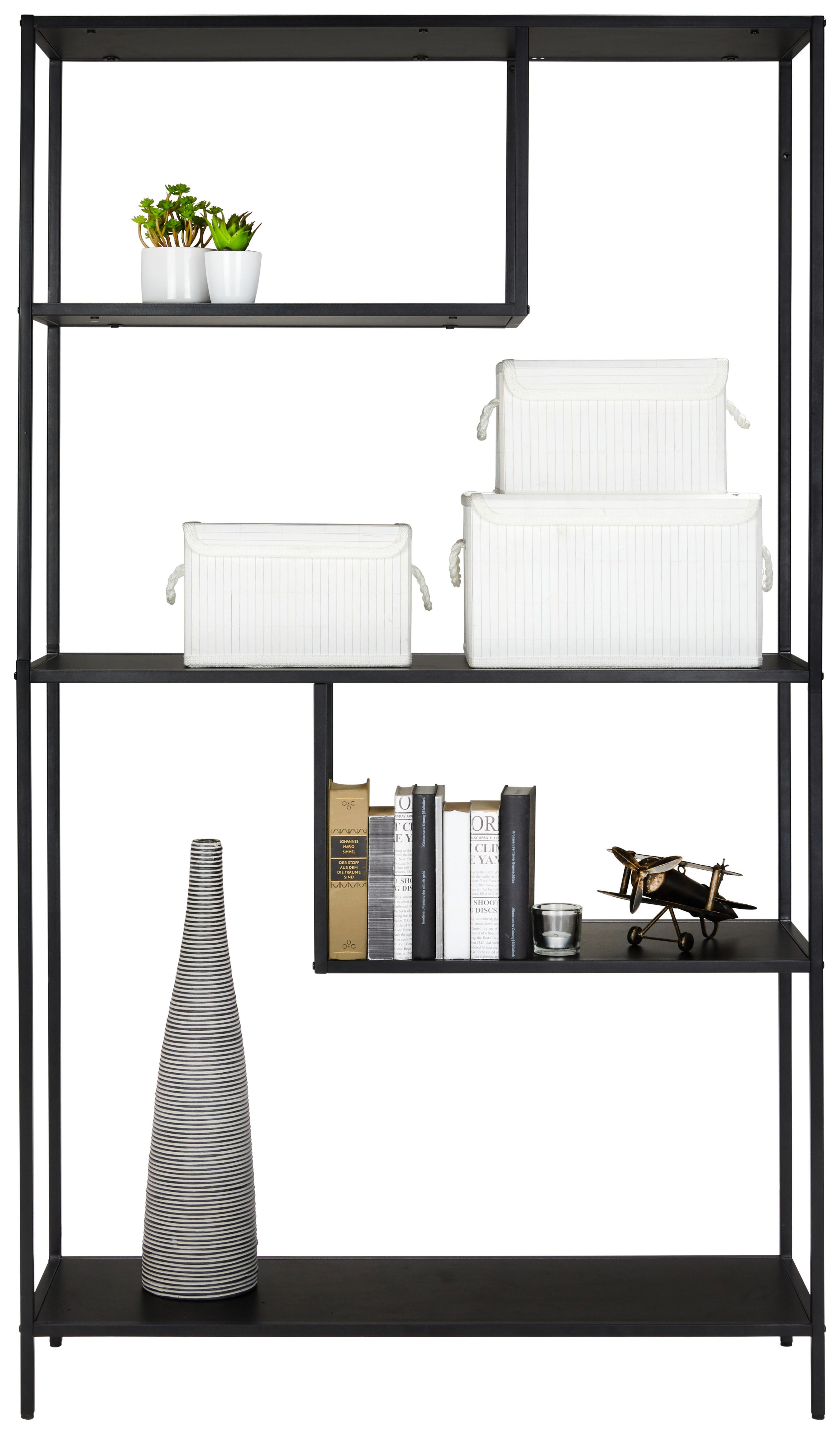 Regál GABE, čierna - čierna, Modern, kov/kompozitné drevo (100/178/33cm) - Mömax