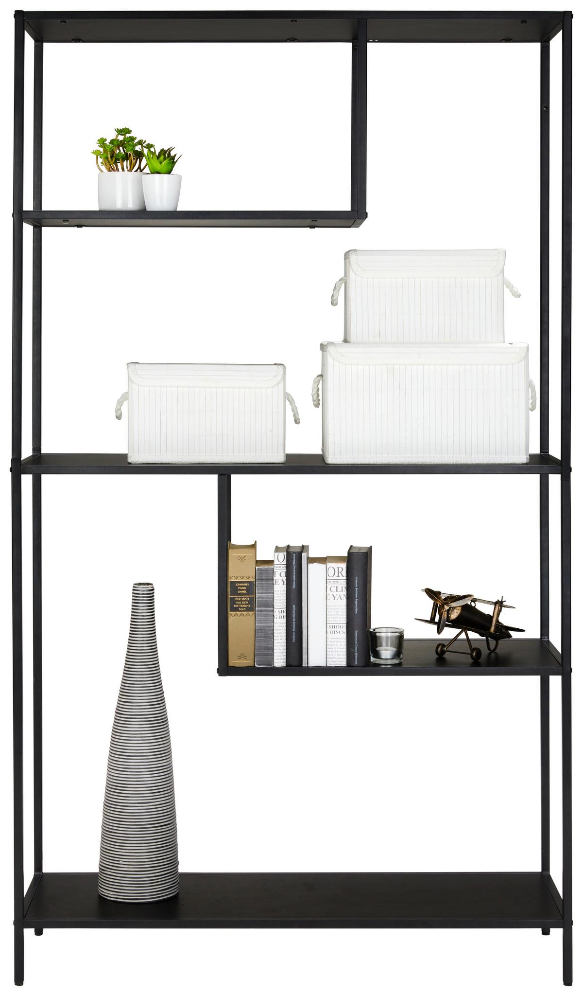 Regál GABE, čierna - čierna, Modern, kov/kompozitné drevo (100/178/33cm) - Mömax