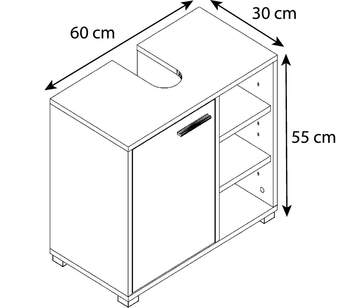 Waschbeckenunterschrank Zalo L B: 60cm Schwarz/weiß - Schwarz/Weiß, MODERN, Holzwerkstoff (60/54,8/30cm) - MID.YOU