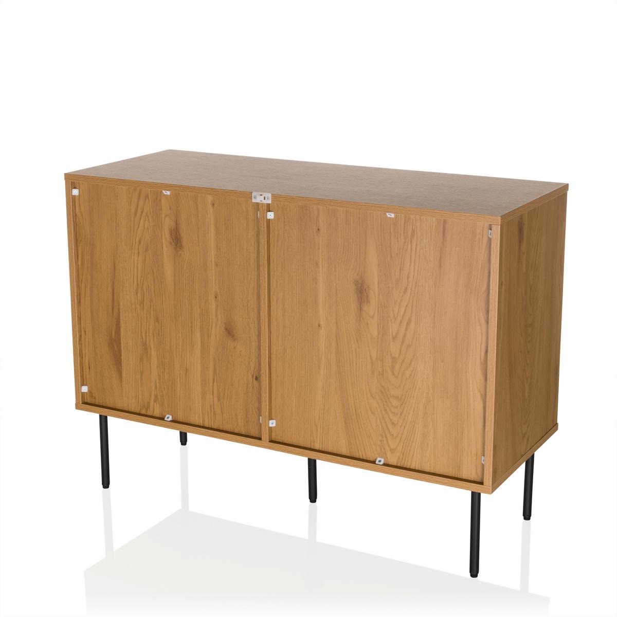 Linno S Sideboard Eichefarben B: 100 Cm - Eichefarben/Schwarz, MODERN, Holzwerkstoff (100/74/40cm) - MID.YOU