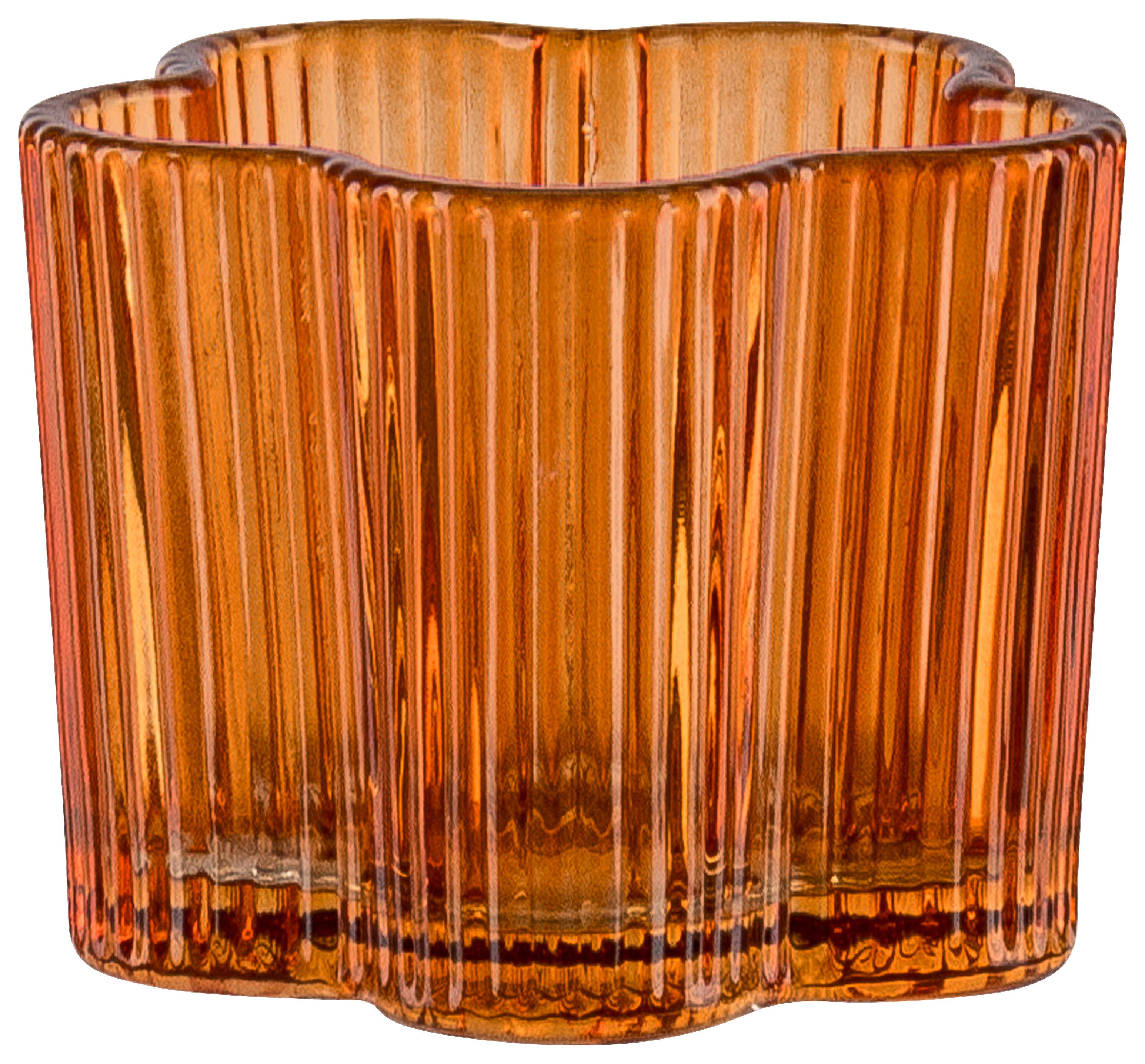 Svícen na čajovou svíčka POP UP, v: 6 cm - oranžová, Konvenční, sklo (8/6cm) - Mömax