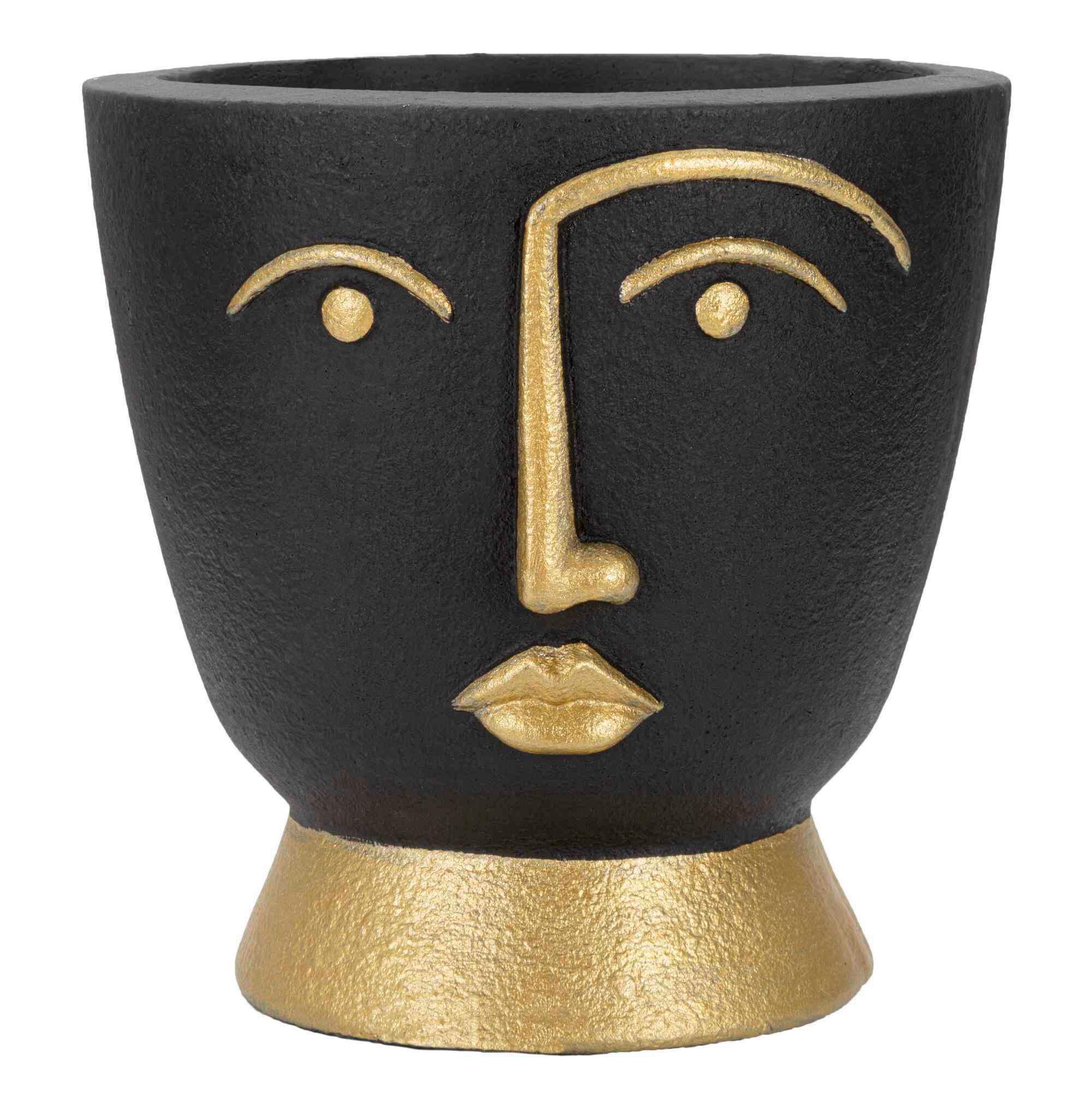 Vase Tribal B Schwarz, Goldfarben B: 25 Cm