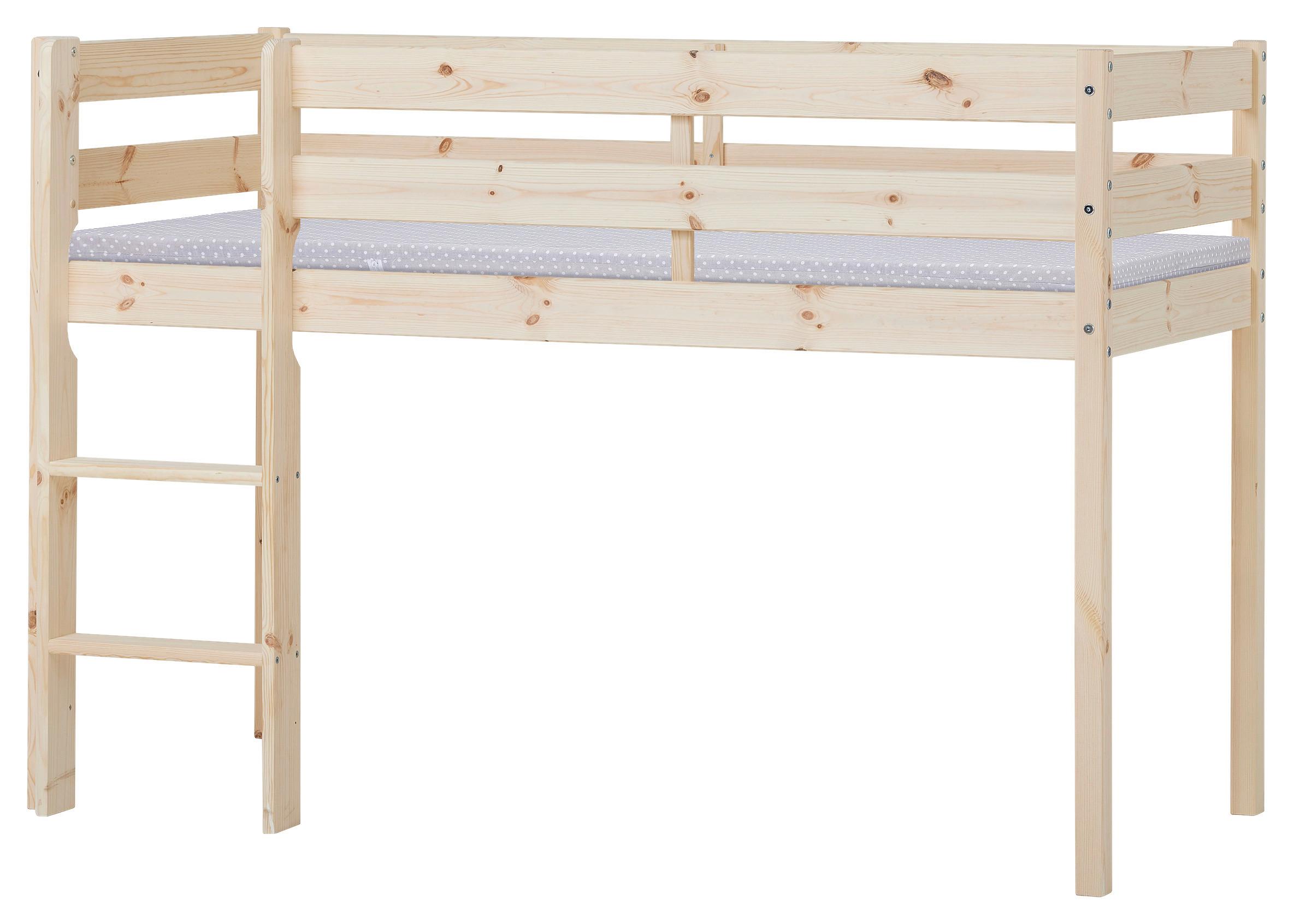 Hochbett Eco Comfort Kiefer Massiv, Lf: 70x160 cm - Naturfarben/Kieferfarben, MODERN, Holz (70/160cm) - MID.YOU