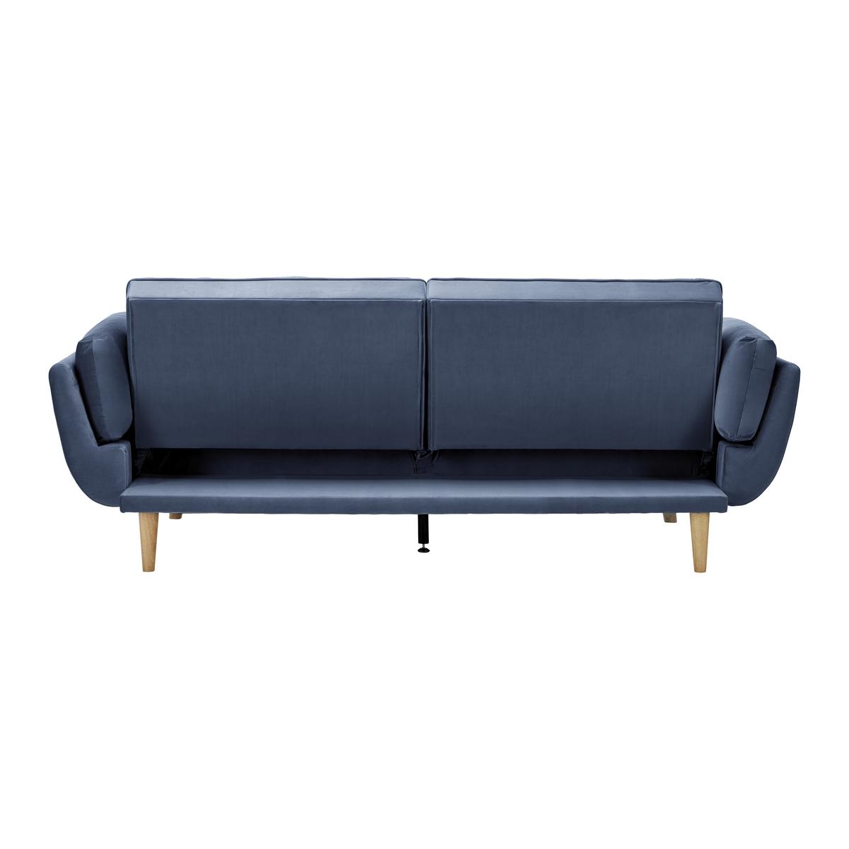 Rozkladacia pohovka CORA, modrý zamat, max. 360 kg - modrá/prírodná farba, Modern, drevo/textil (214/92/81cm) - Bessagi Home