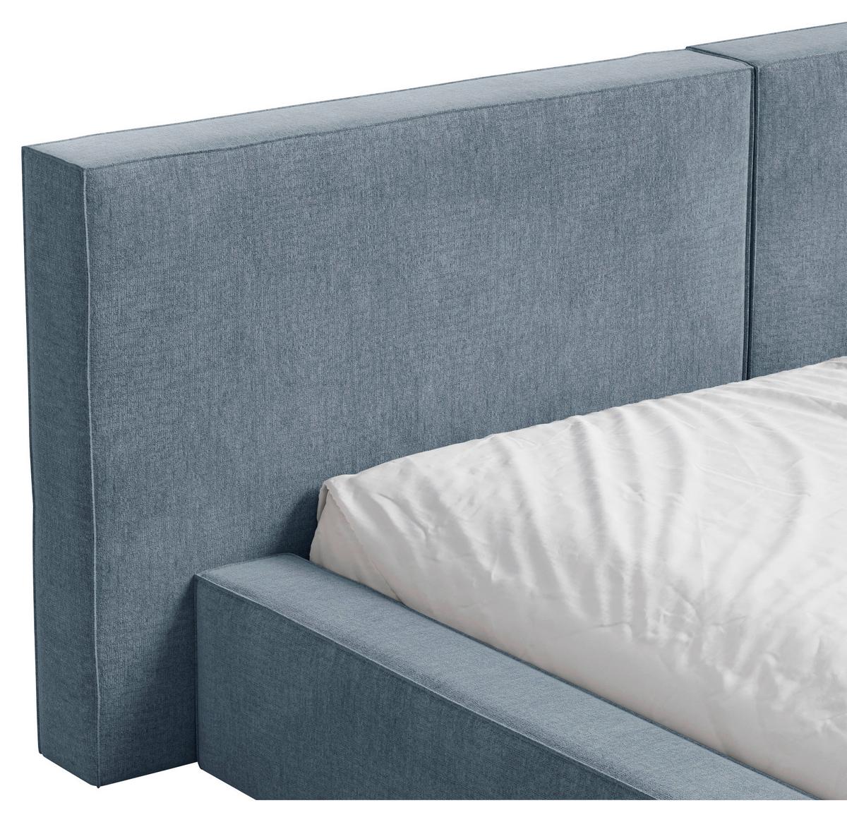 POLSTERBETT Jasmine Blau 140x200cm - Blau/Schwarz, MODERN, Holz/Metall (140/200cm) - MID.YOU