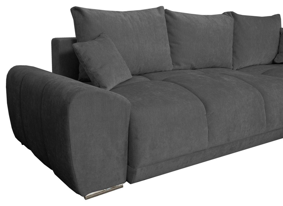 ECKSCHLAFSOFA Ramon, Graphitf. S: 296x182 cm - Chromfarben/Beige, Trend, Textil (296/182cm)