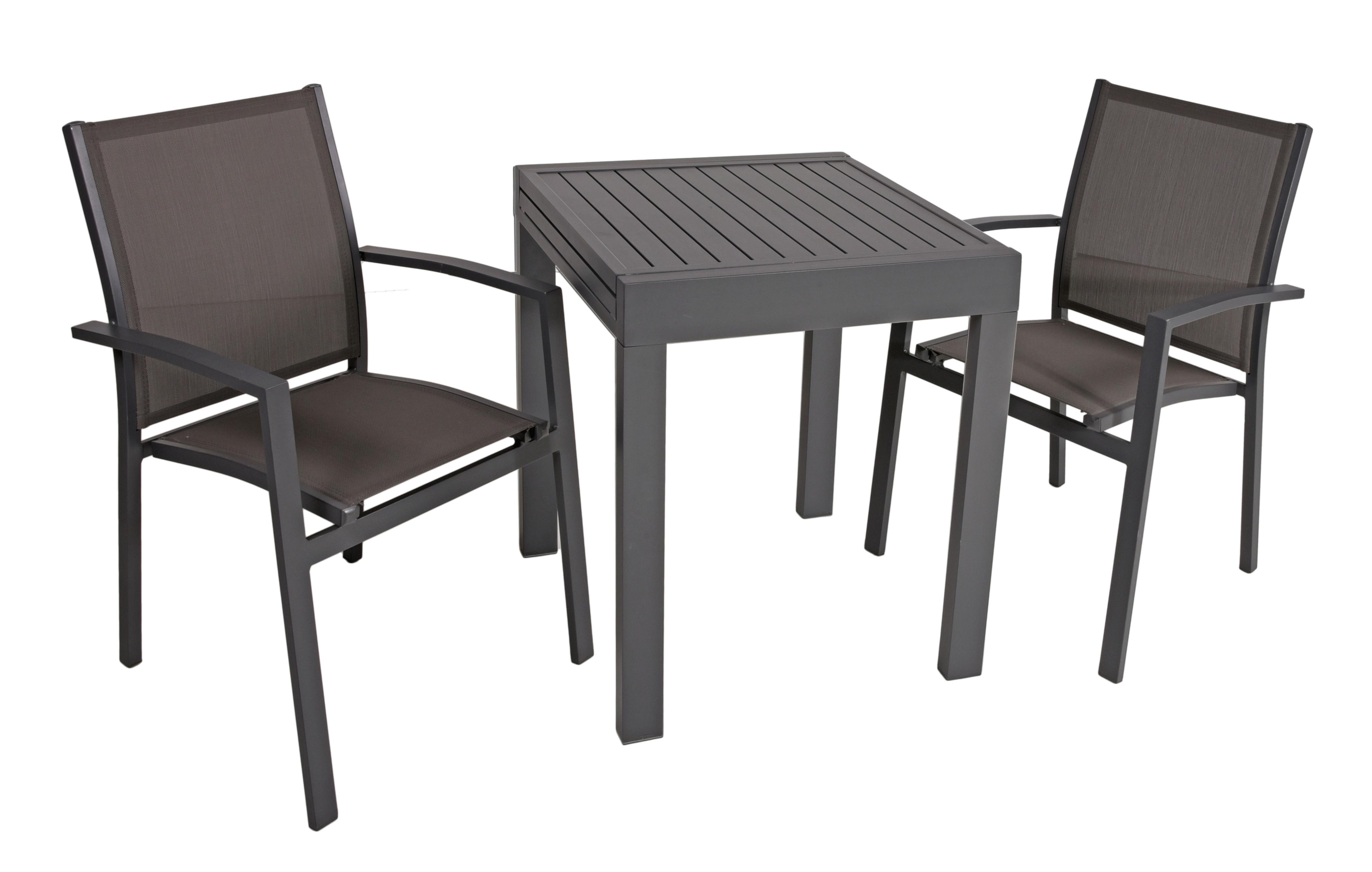 Gartenmöbel Set 3-Tlg. Elena Dunkelgrau/Schwarz - Dunkelgrau/Schwarz, Basics, Kunststoff/Metall (56,5/89/61cm) - Gardenson