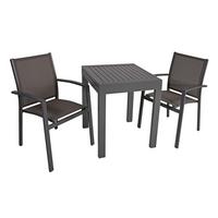 Gartenmöbel Set 3-Tlg. Elena Dunkelgrau/Schwarz - Dunkelgrau/Schwarz, Basics, Kunststoff/Metall (56,5/89/61cm) - Gardenson