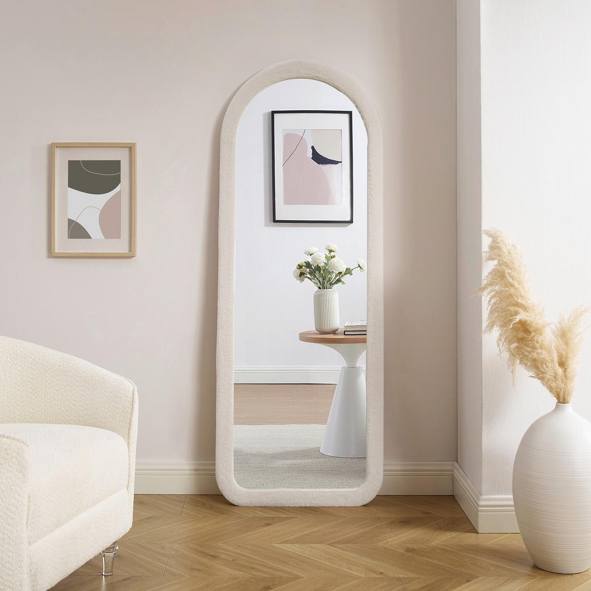 Standspiegel Beige B: 60 cm - Beige, Design, Glas/Holzwerkstoff (60/160/3cm) - Livetastic