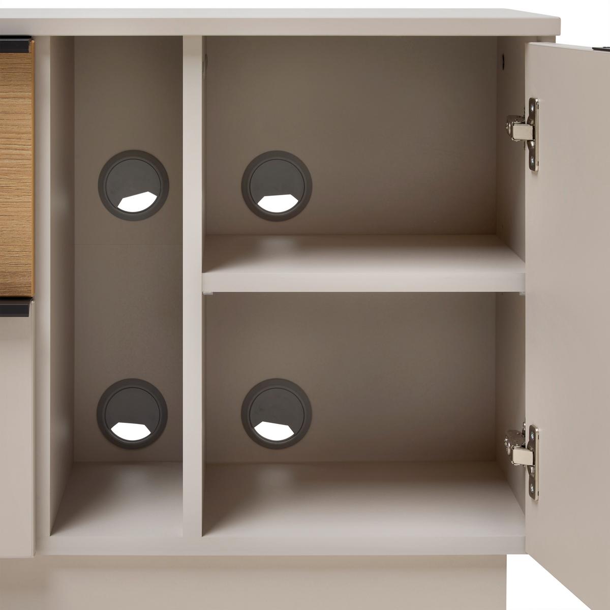 TV-Element Neo vč. LED dekor dub/kašmír - barvy dubu/černá, Moderní, kov/kompozitní dřevo (210/53/40cm) - Mömax