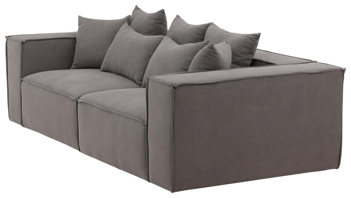 2-Sitzer-Sofa Gillholmen - Schwarz/Grau, Design, Kunststoff/Textil (232/80/116cm) - Livetastic